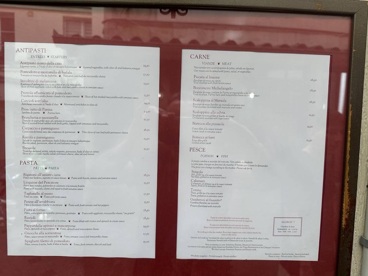 Menu de La Corte
