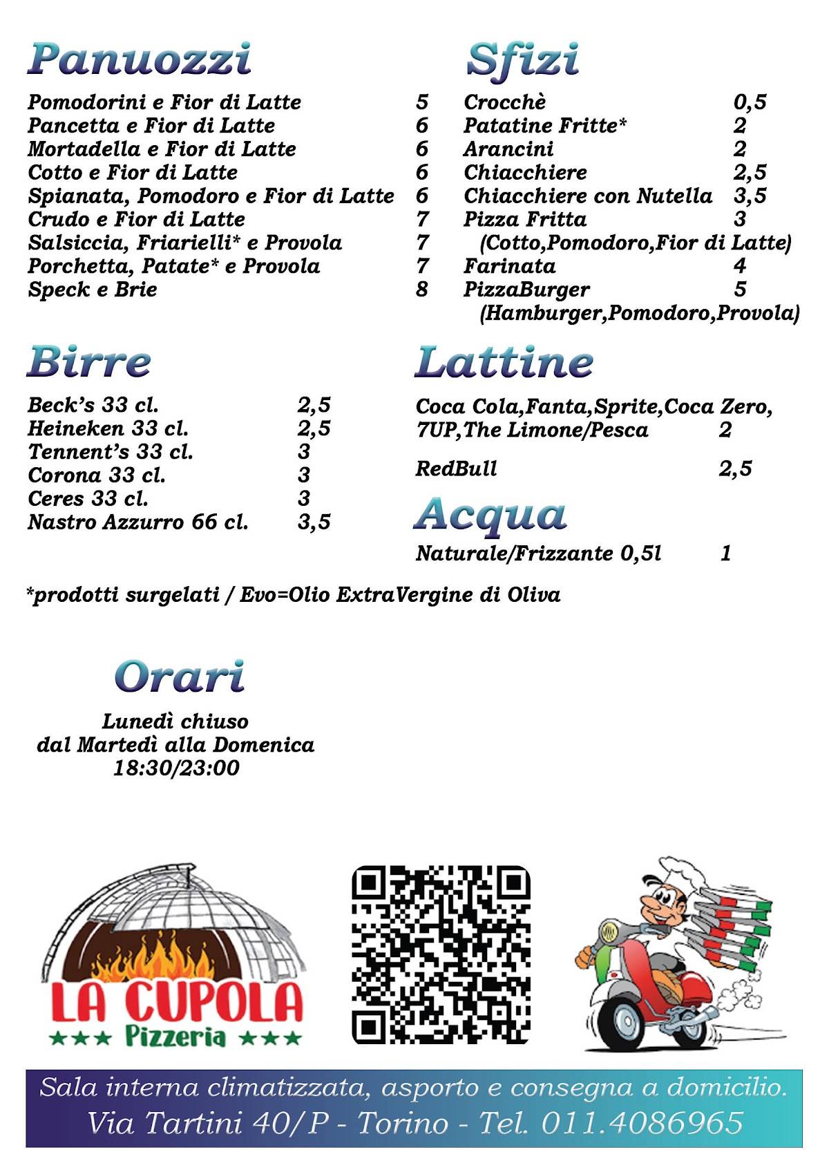 Menu da La Cupola ristorante, Torino