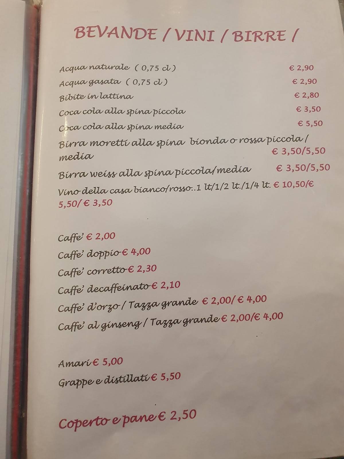 Menu di La Forchetta d'Oro - Ristorante Pizzeria 