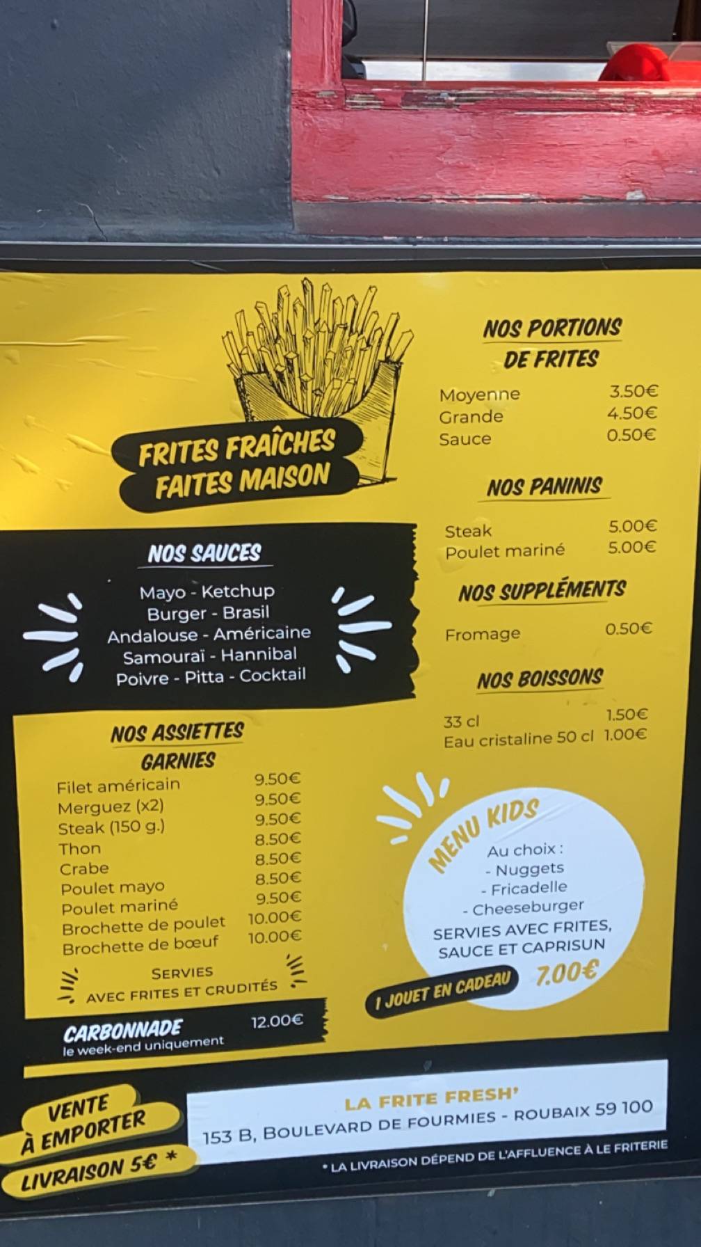 Menu de La Frite Fresh'