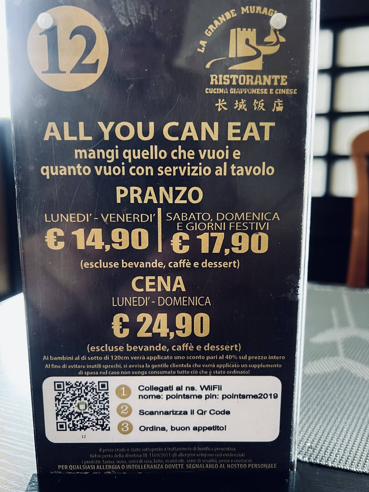 Menu di La Grande Muraglia 
