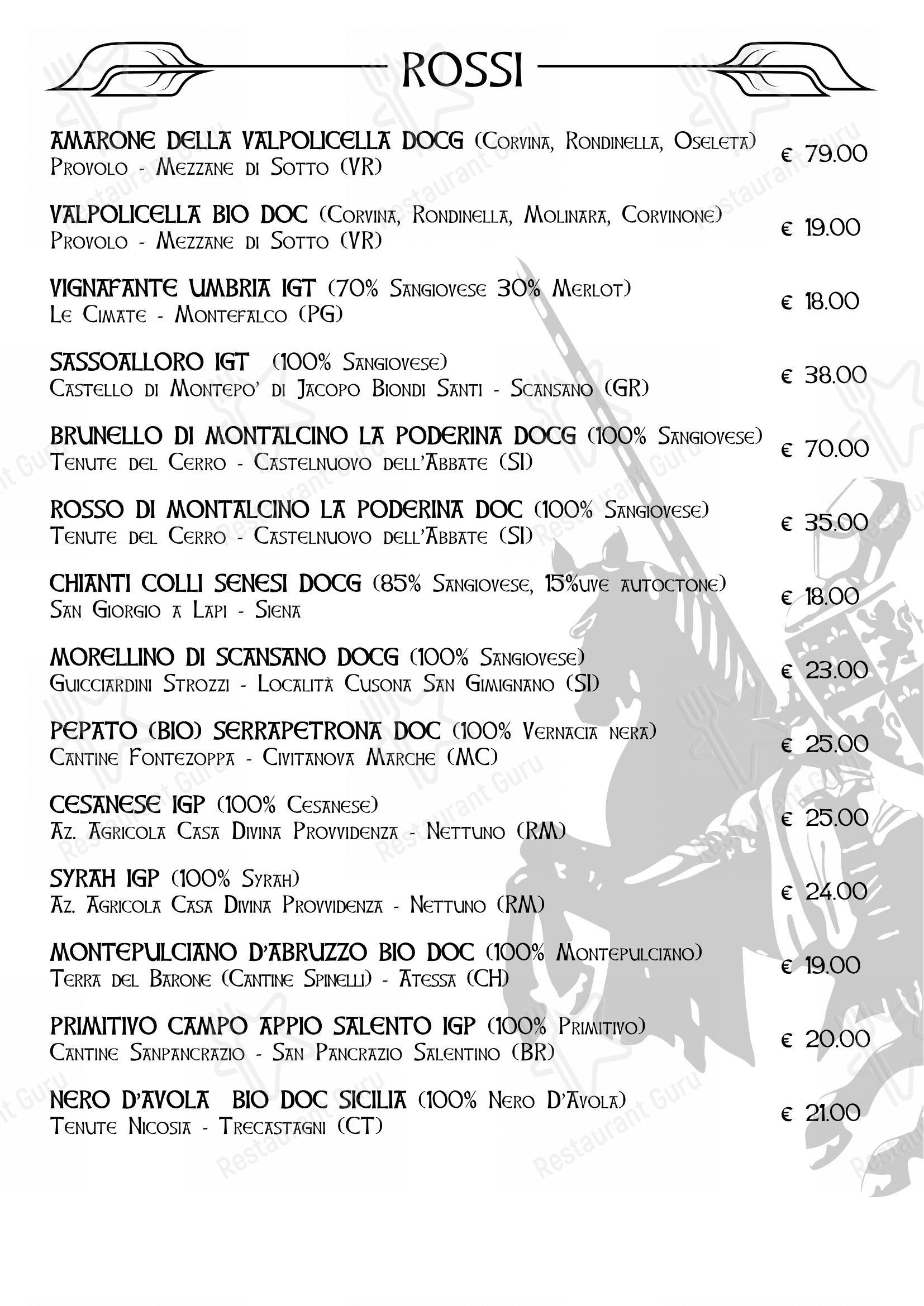 Menu di La Locanda Del Cavaliere - Menu