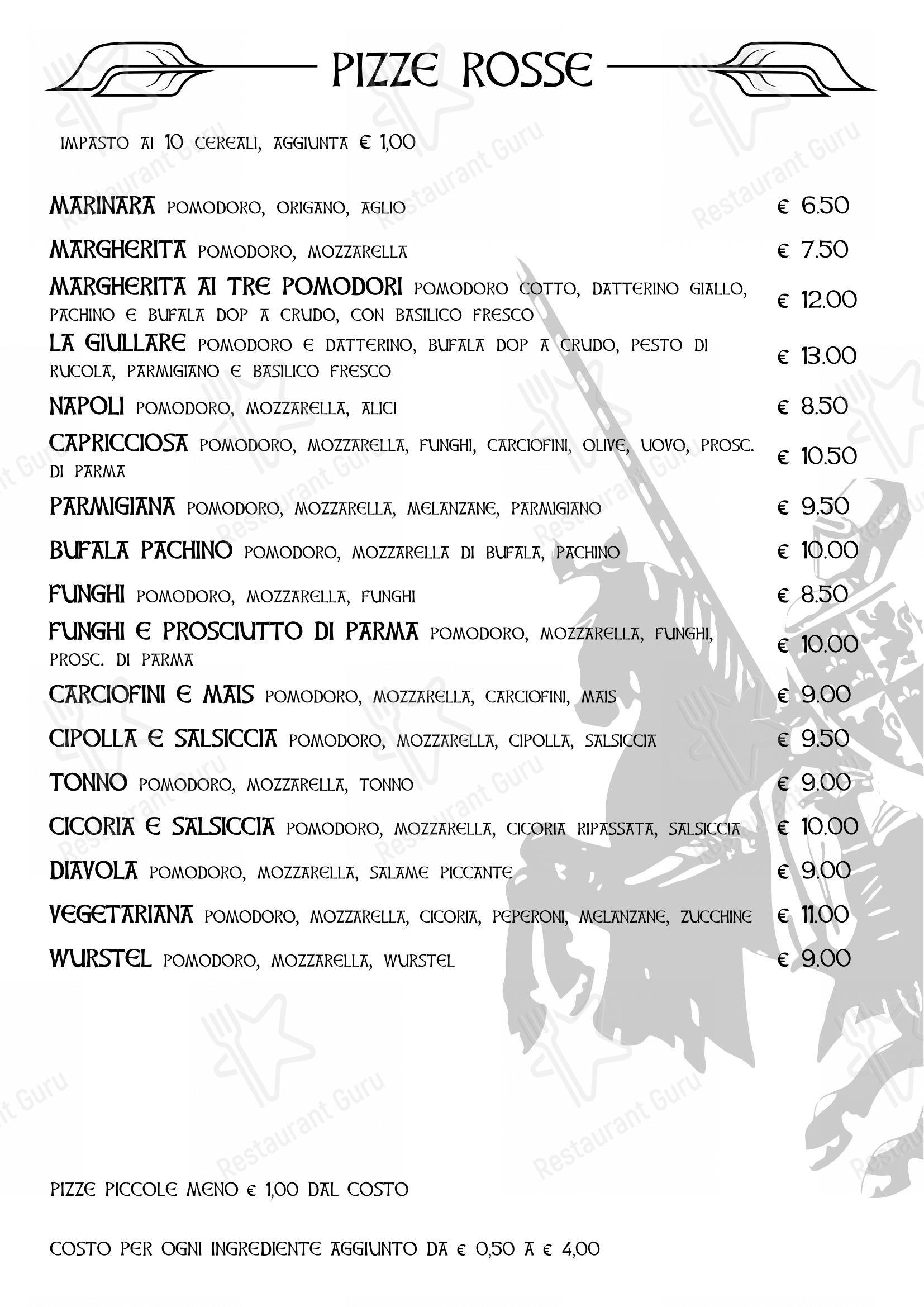Menu per La Locanda Del Cavaliere in Roma