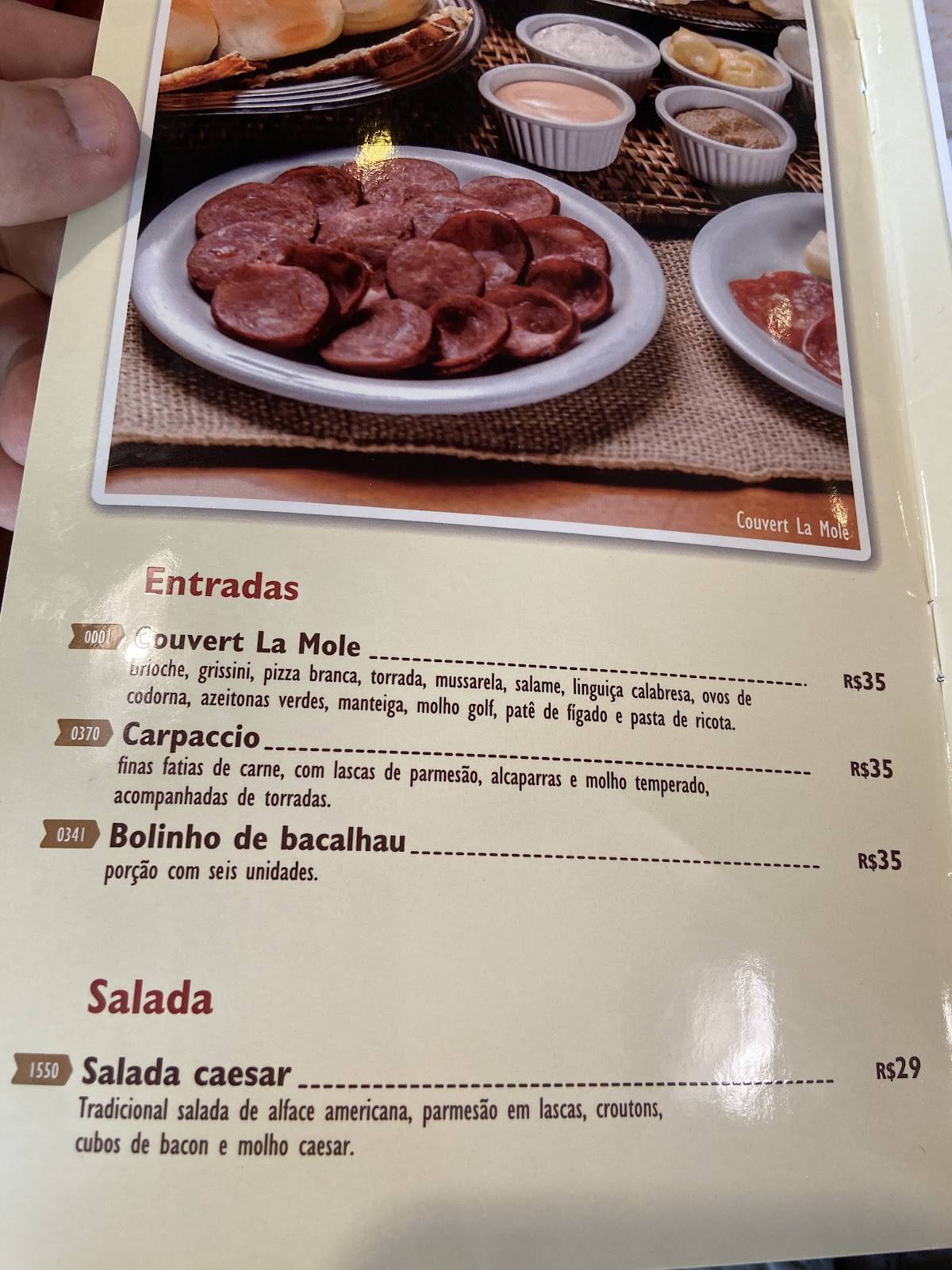La Mole Tijuca cardápio
