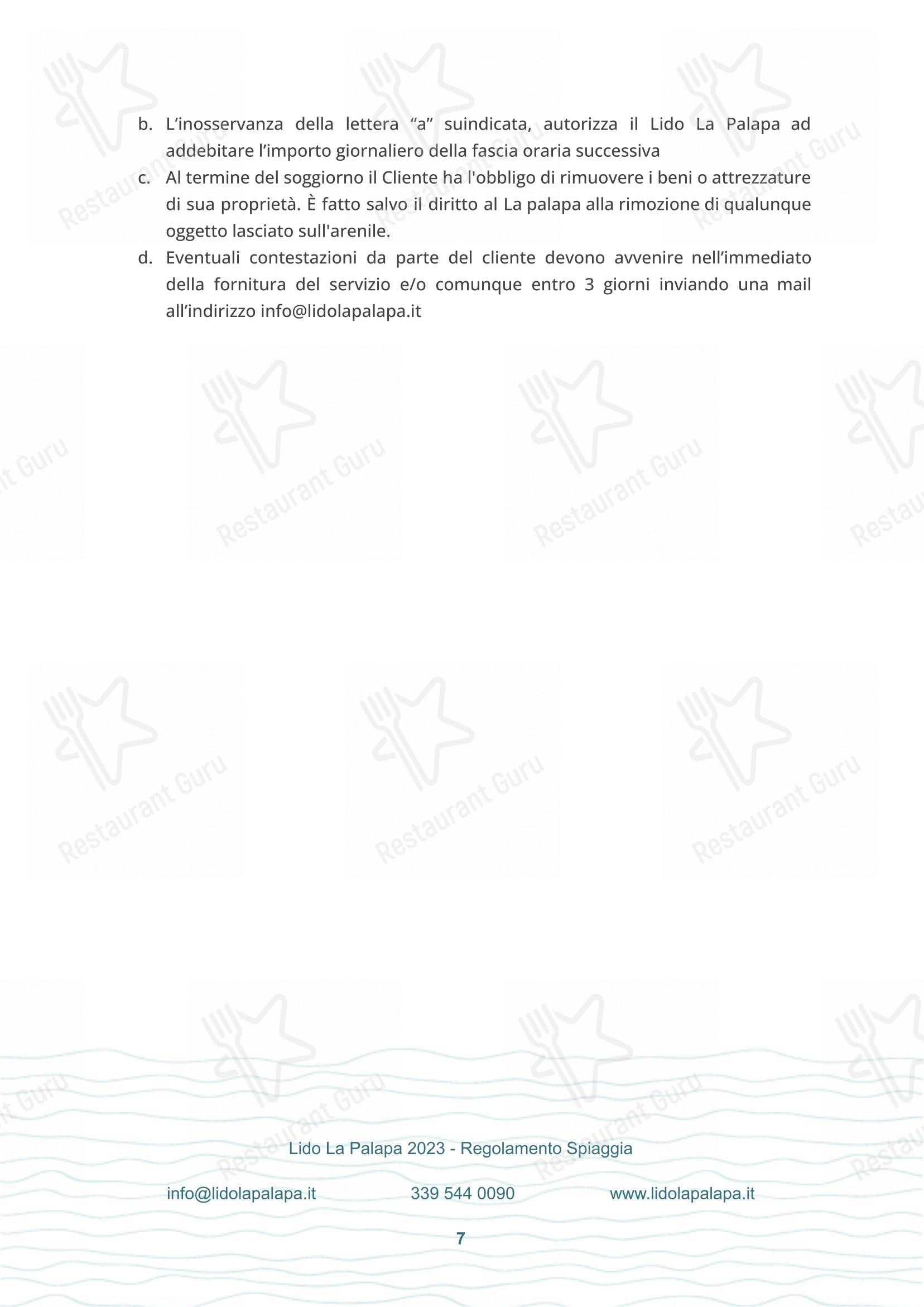 La Palapa in Montepaone Lido - Menu