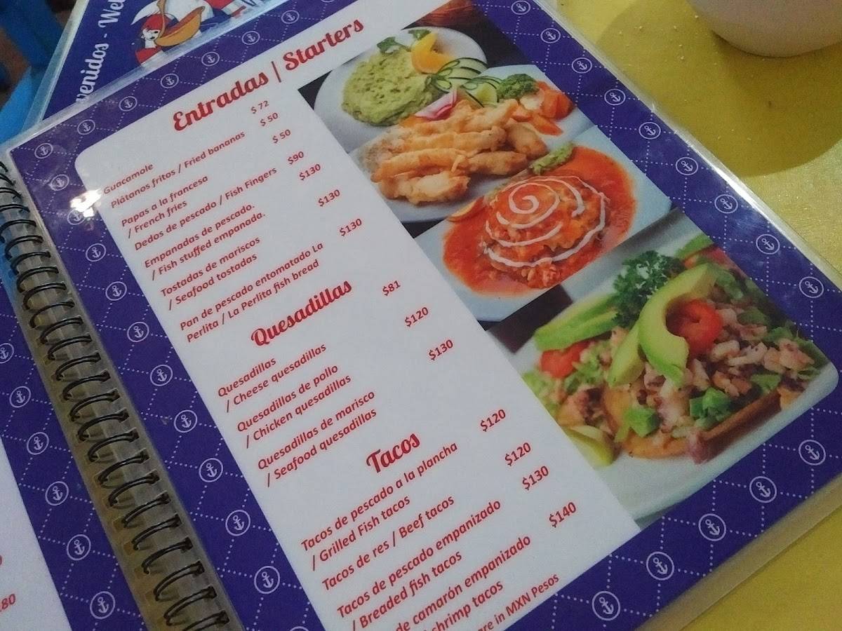 Menu at La Perlita restaurant, San Miguel de Cozumel, Calle 10 Nte 499