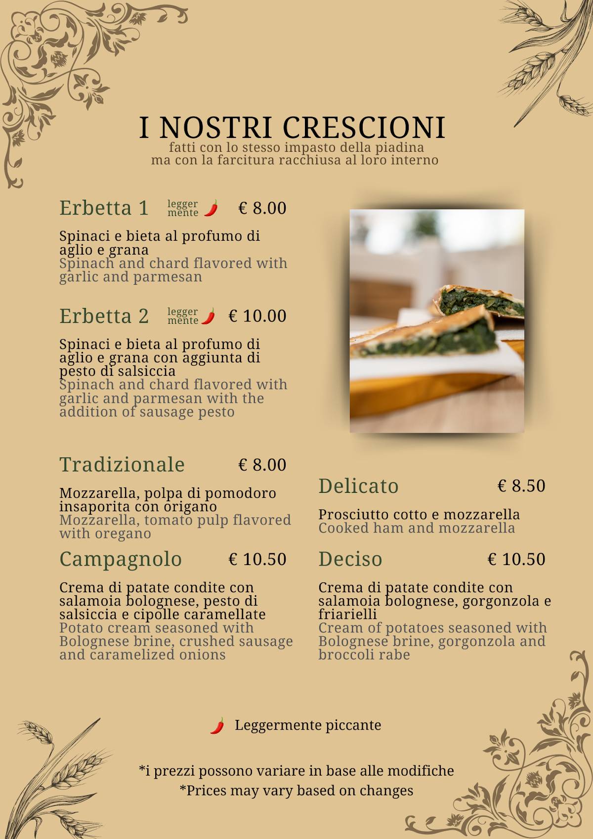 Menu di La Piadella Loano 