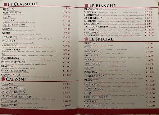 Menu di La Pineta di Toro Andrea 