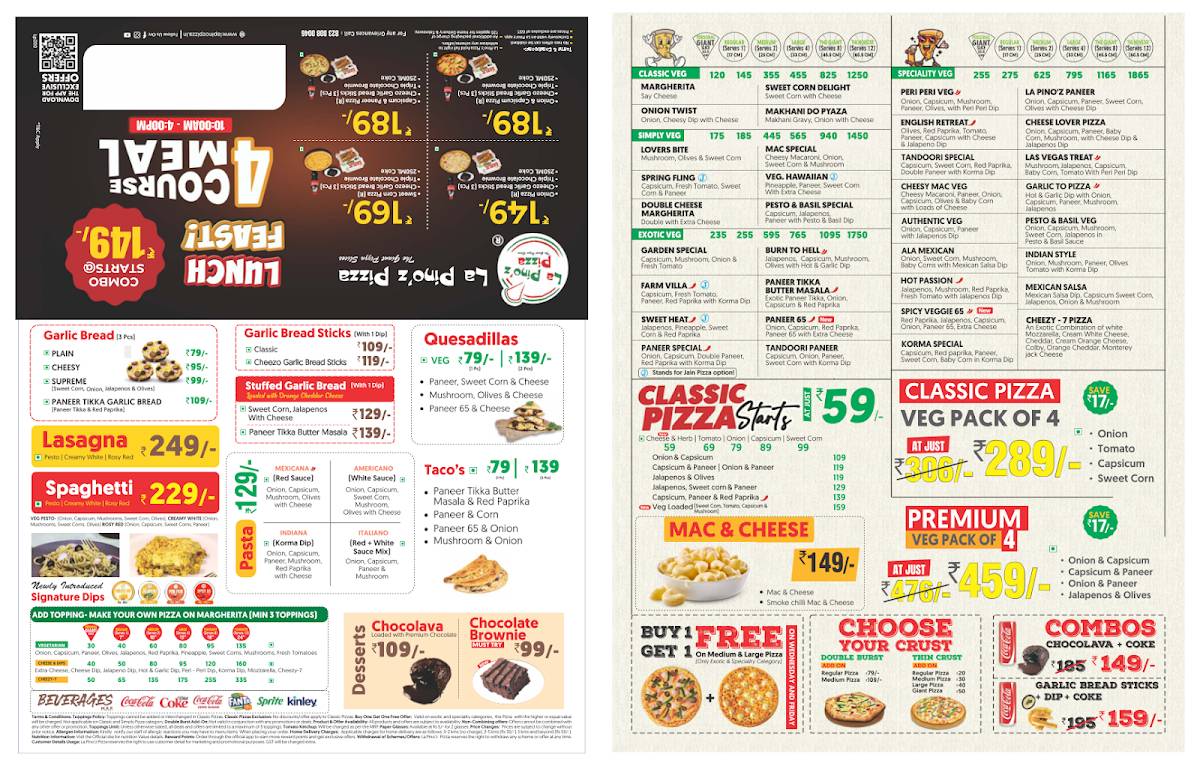 La Pino’z Pizza – Singanpor, Ved Road menu