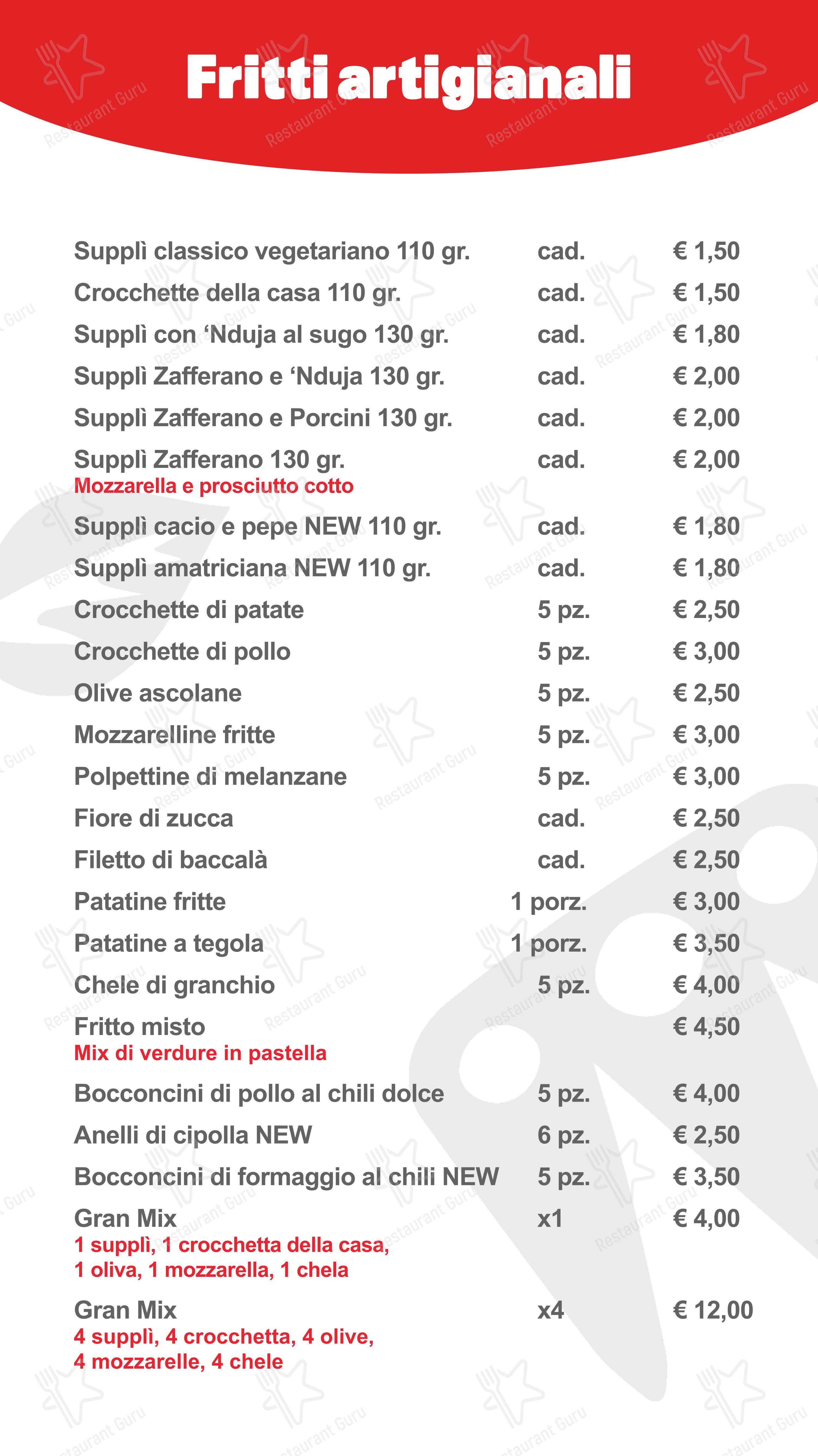 Menu per La Pizza a Casa tiburtina in Roma