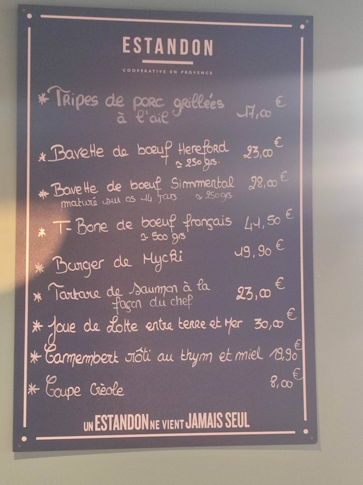 Menu de La Rabouillère