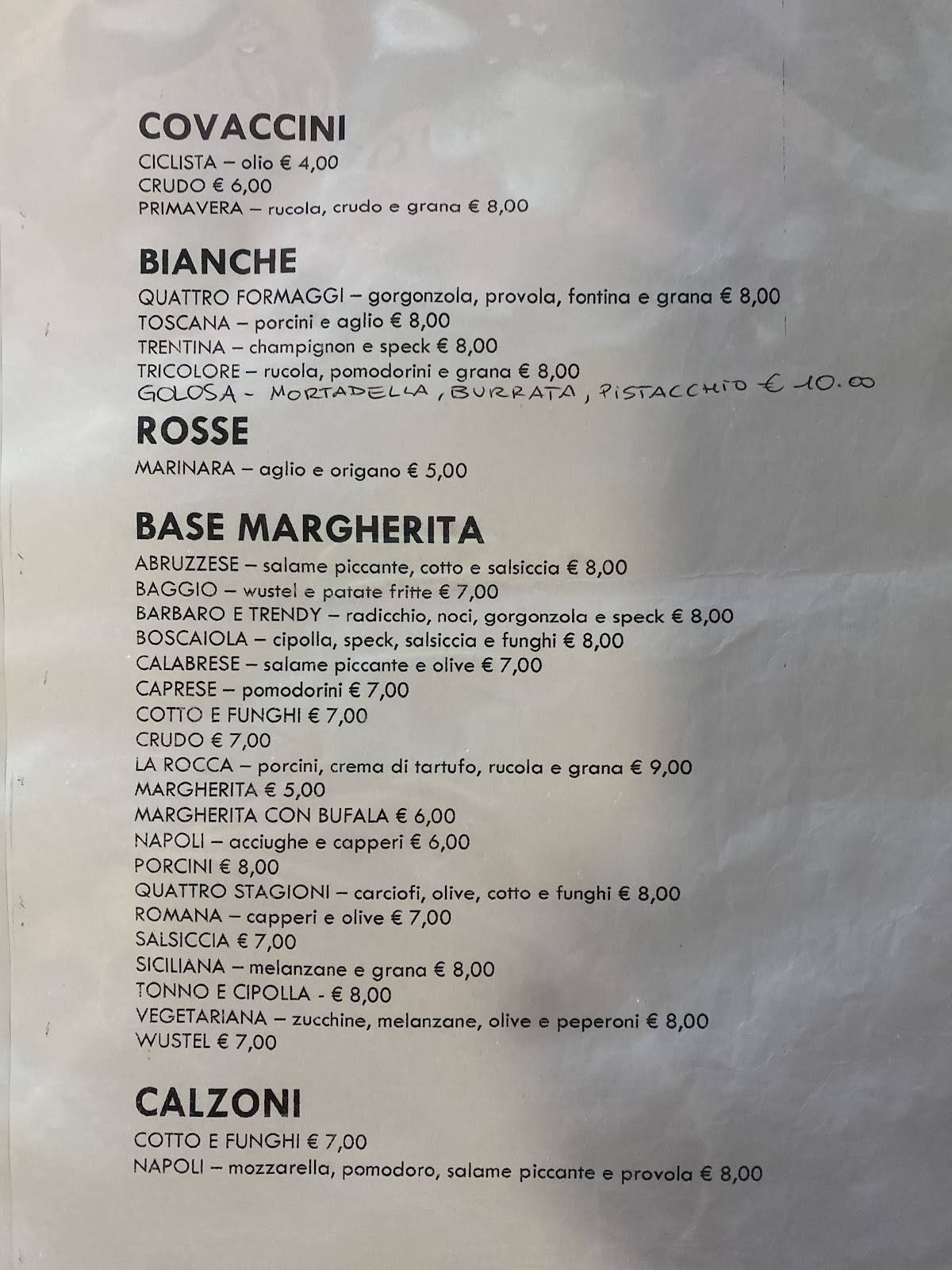 Menu di La Rocca Albergo Ristorante 