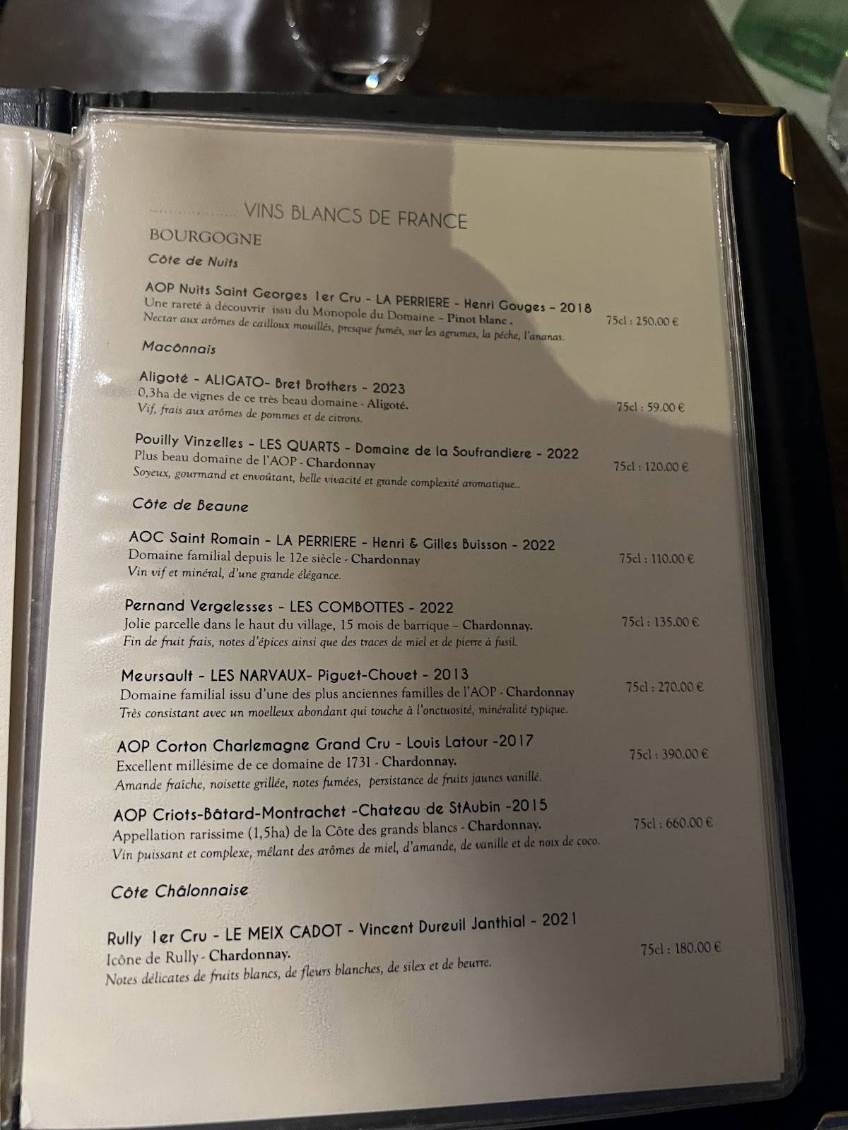 Menu de l'Astrolabe