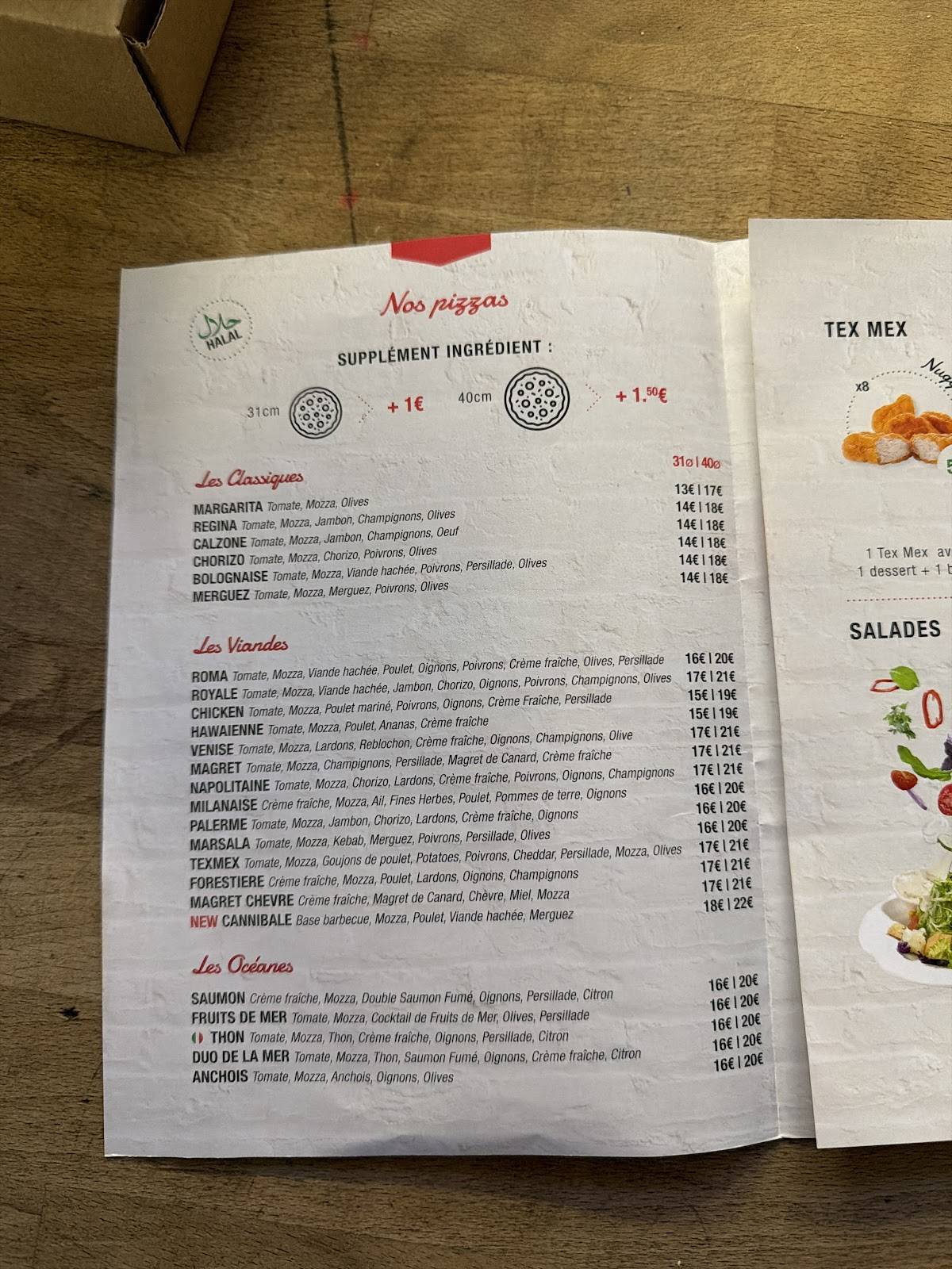 Menu de La Roma Pizza - Talence