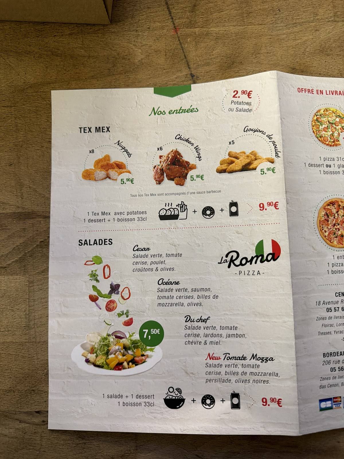 Menu de La Roma Pizza - Talence
