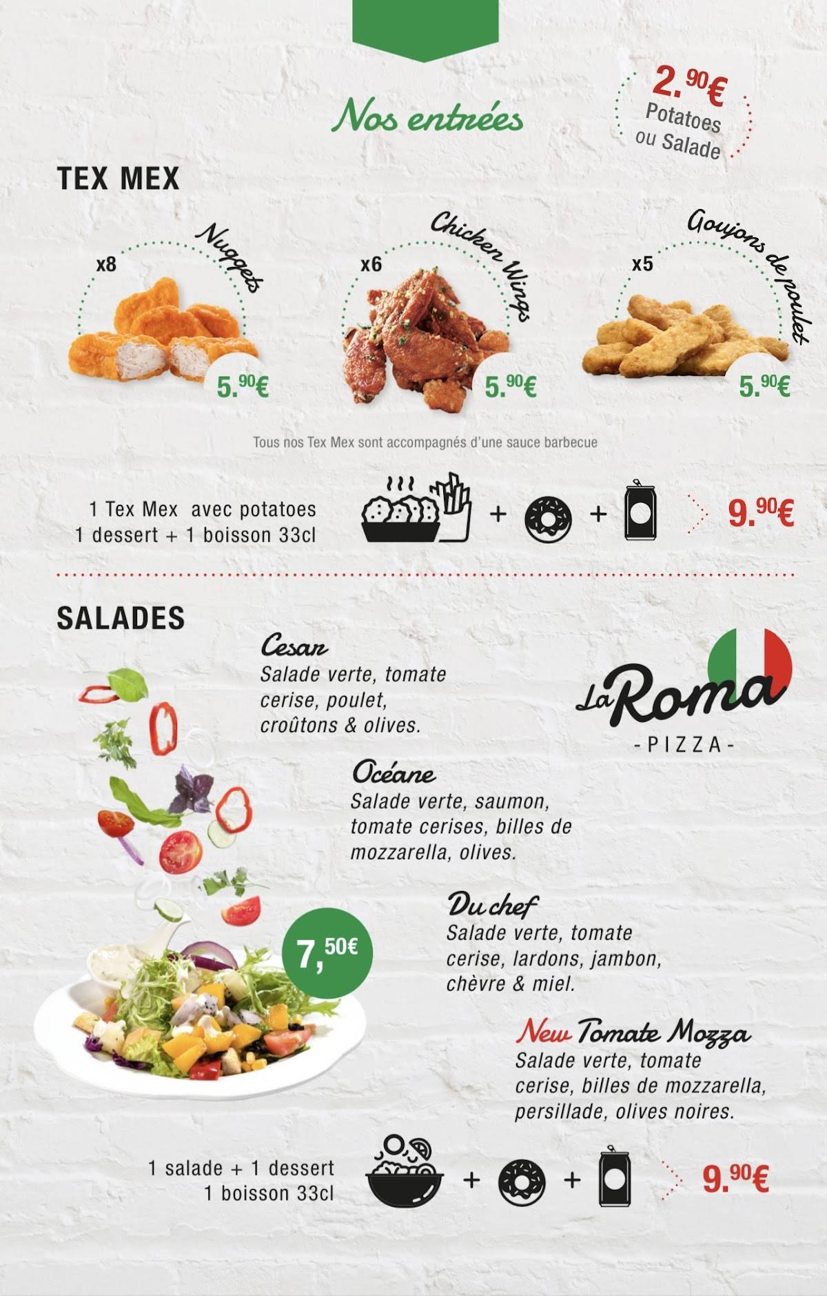Menu de La Roma Pizza Talence