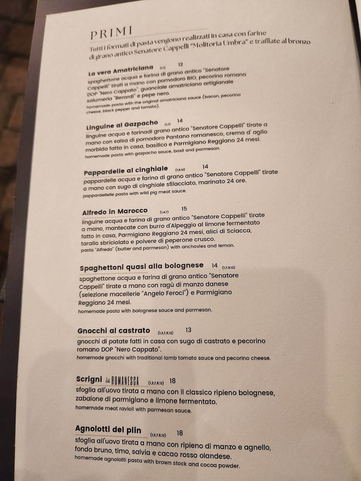 Menu di La Romanesca Osteria Pizzeria 