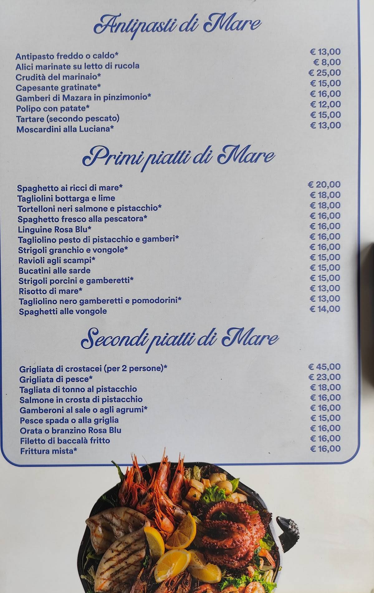Menu di La Rosa Blu 