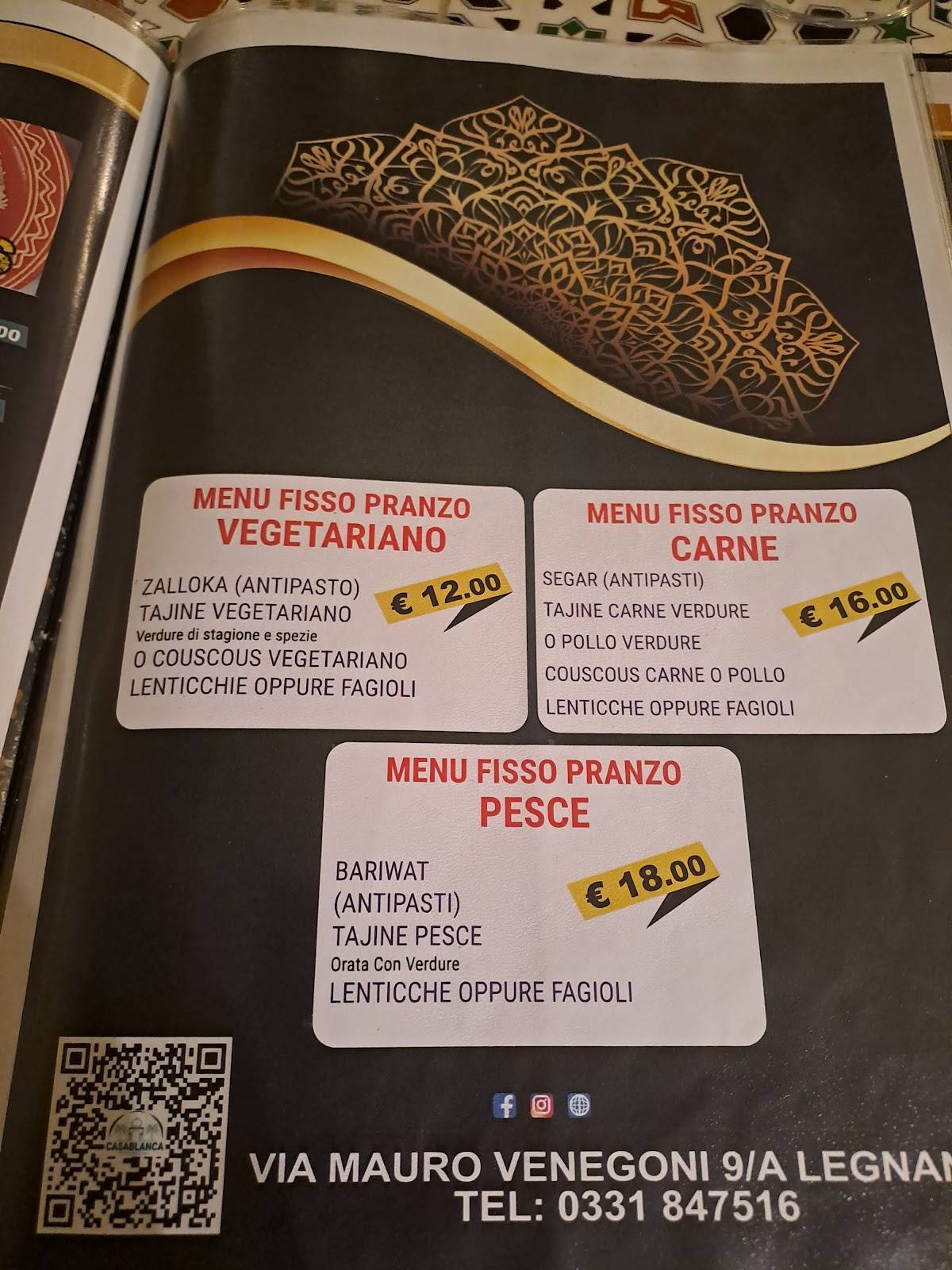 Menu di Ristorante Casablanca 
