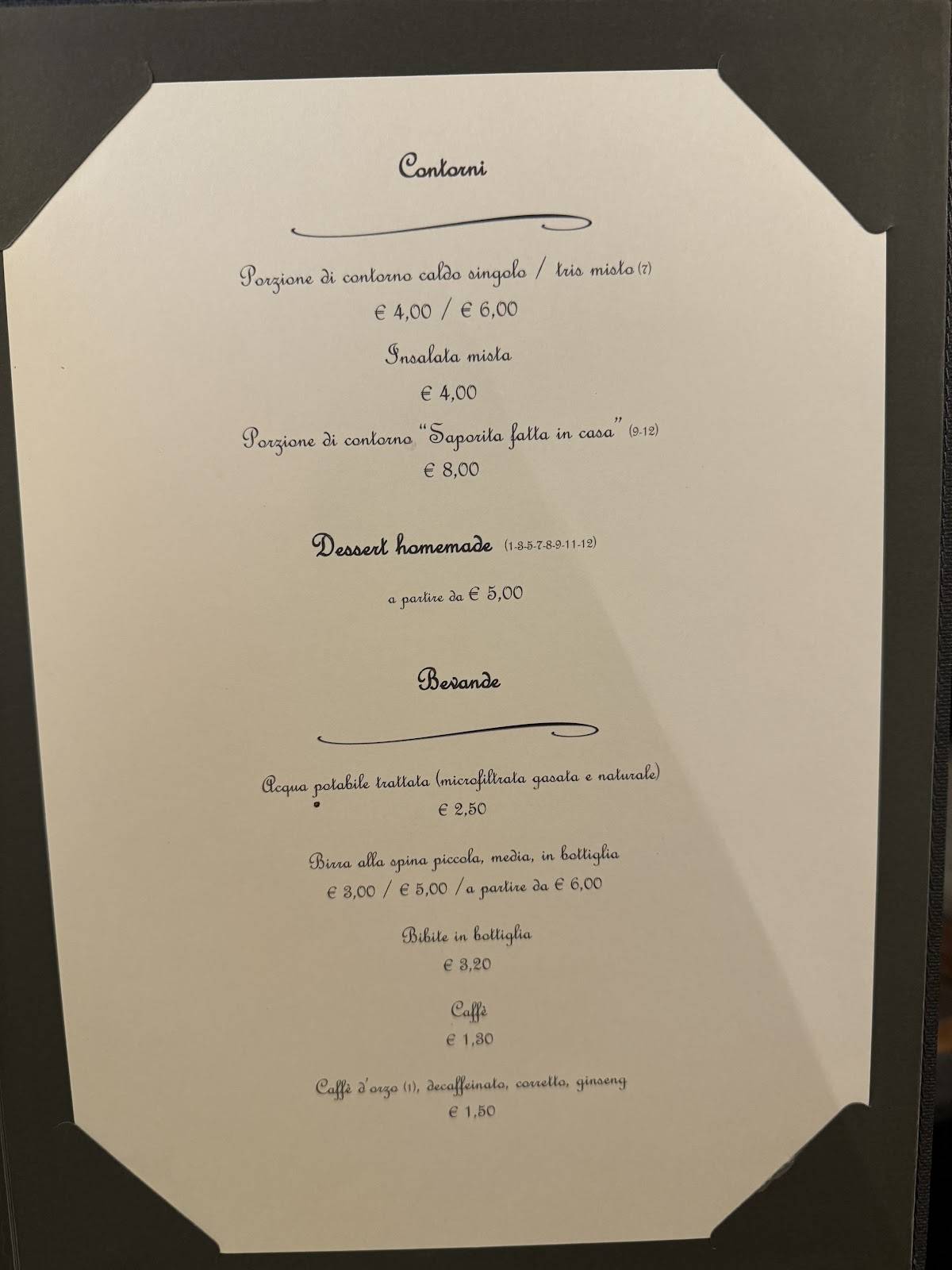 Menu di La Stua SNC 