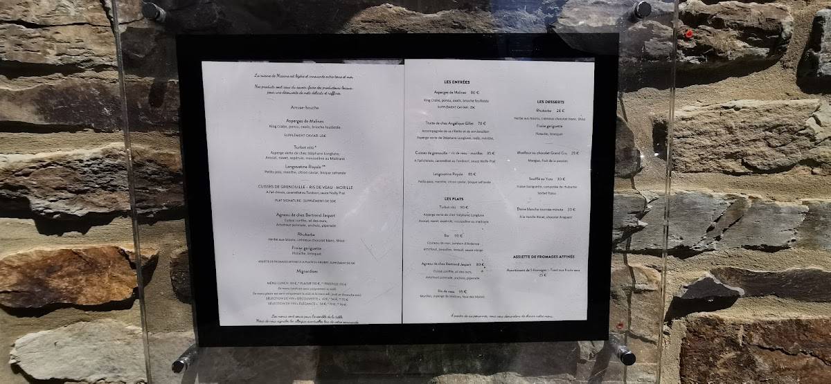 Menu de La Table de Maxime