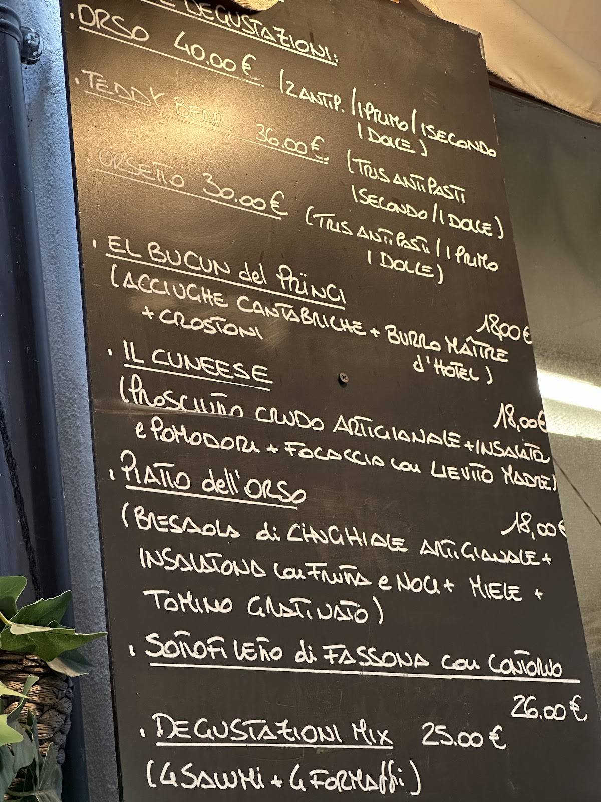 Menu di La Taverna degli Orsi 