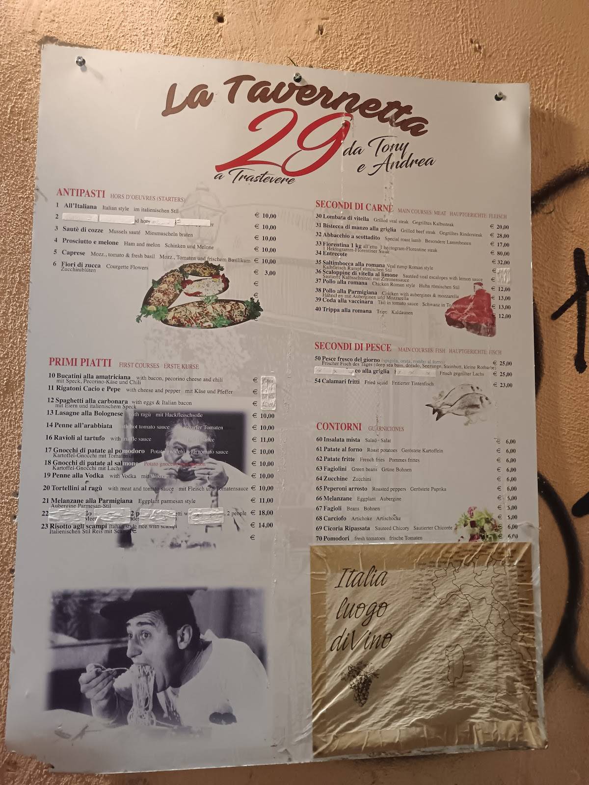 Menu di La Tavernetta 29 da Tony e Andrea 