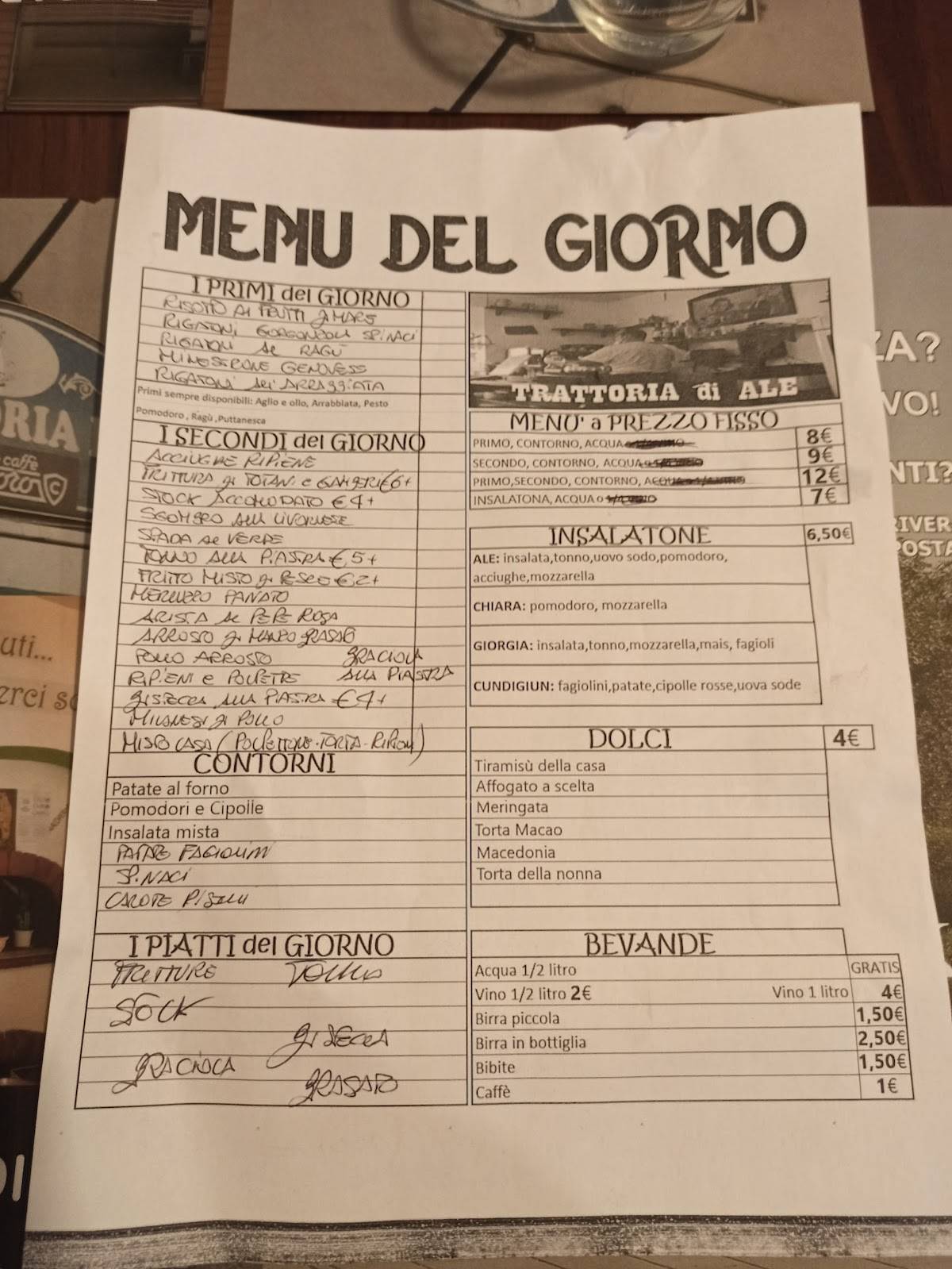 Menu di La Trattoria di Ale 