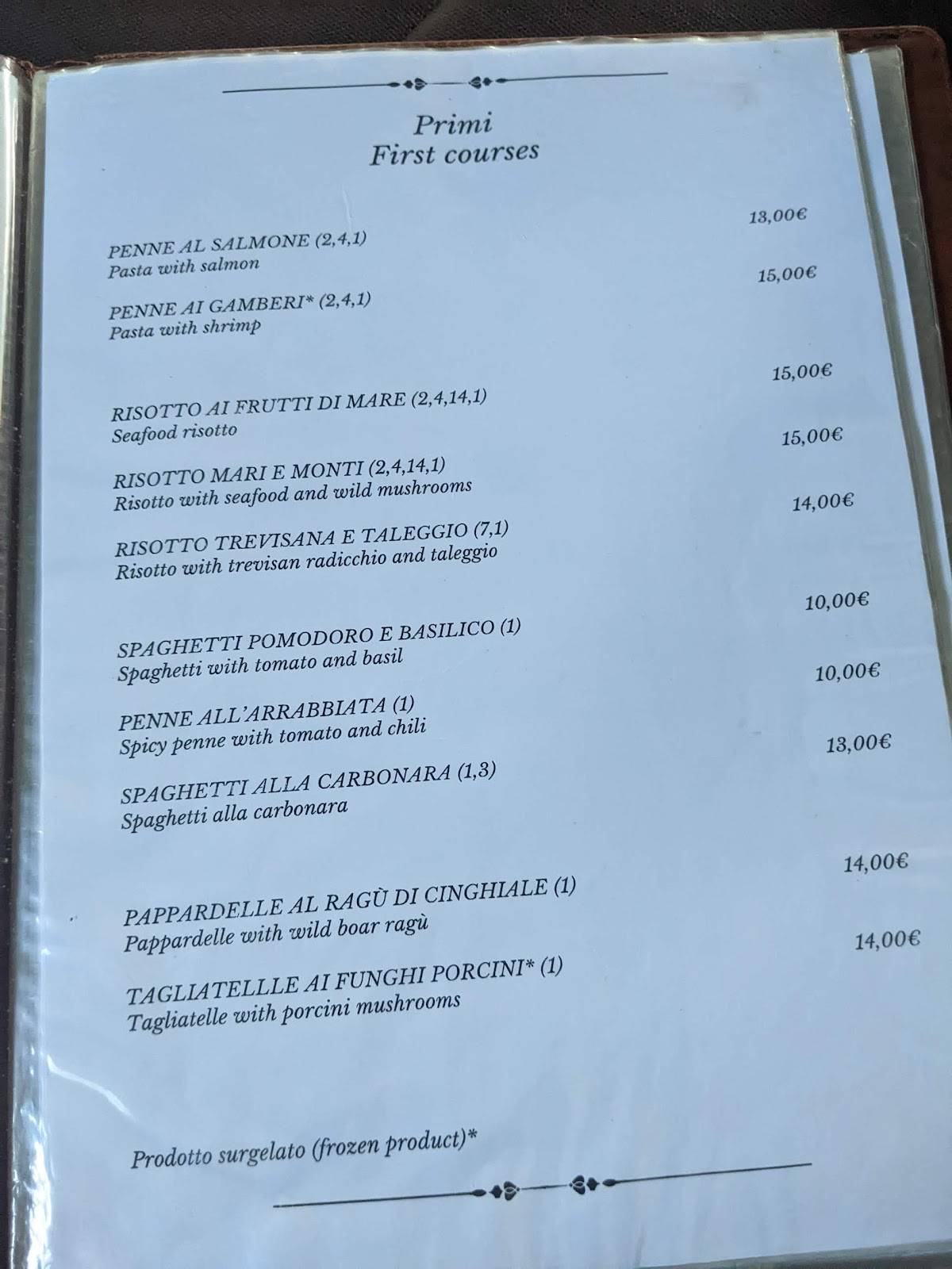 Menu di La Vecchia Trattoria 