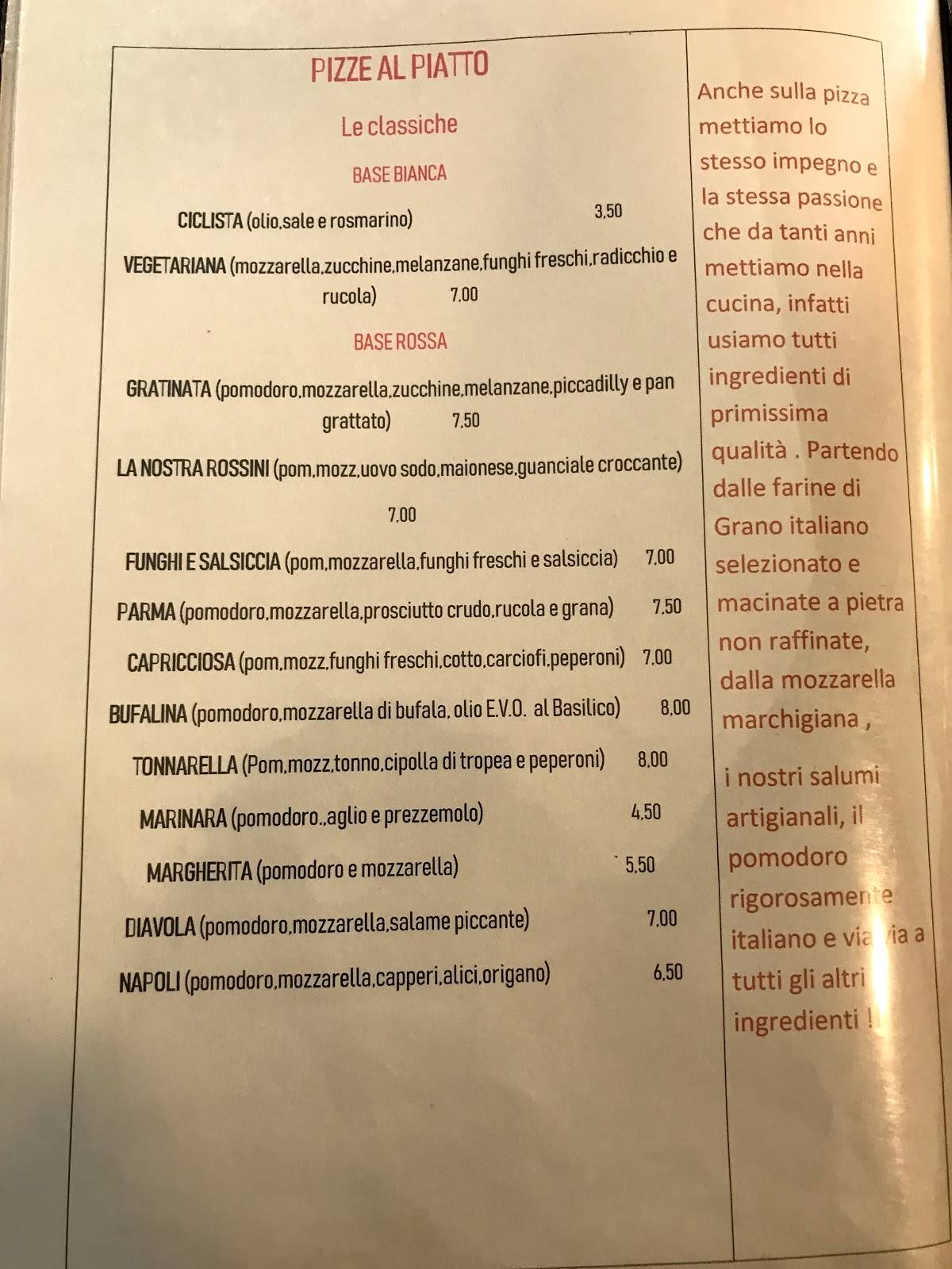 Menu di Ristorante Pantalin 