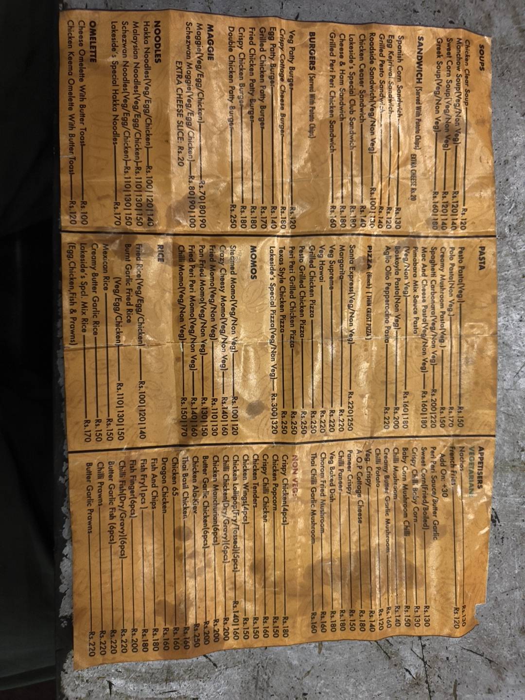 Lakeside Café menu