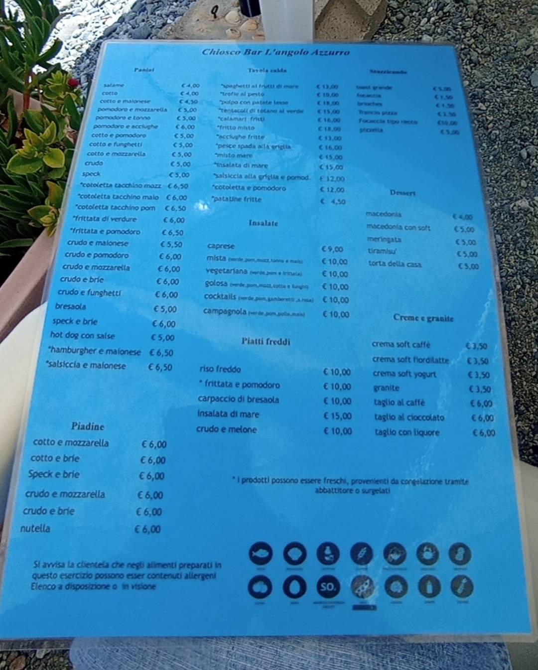 Menu di L'angolo Azzurro 