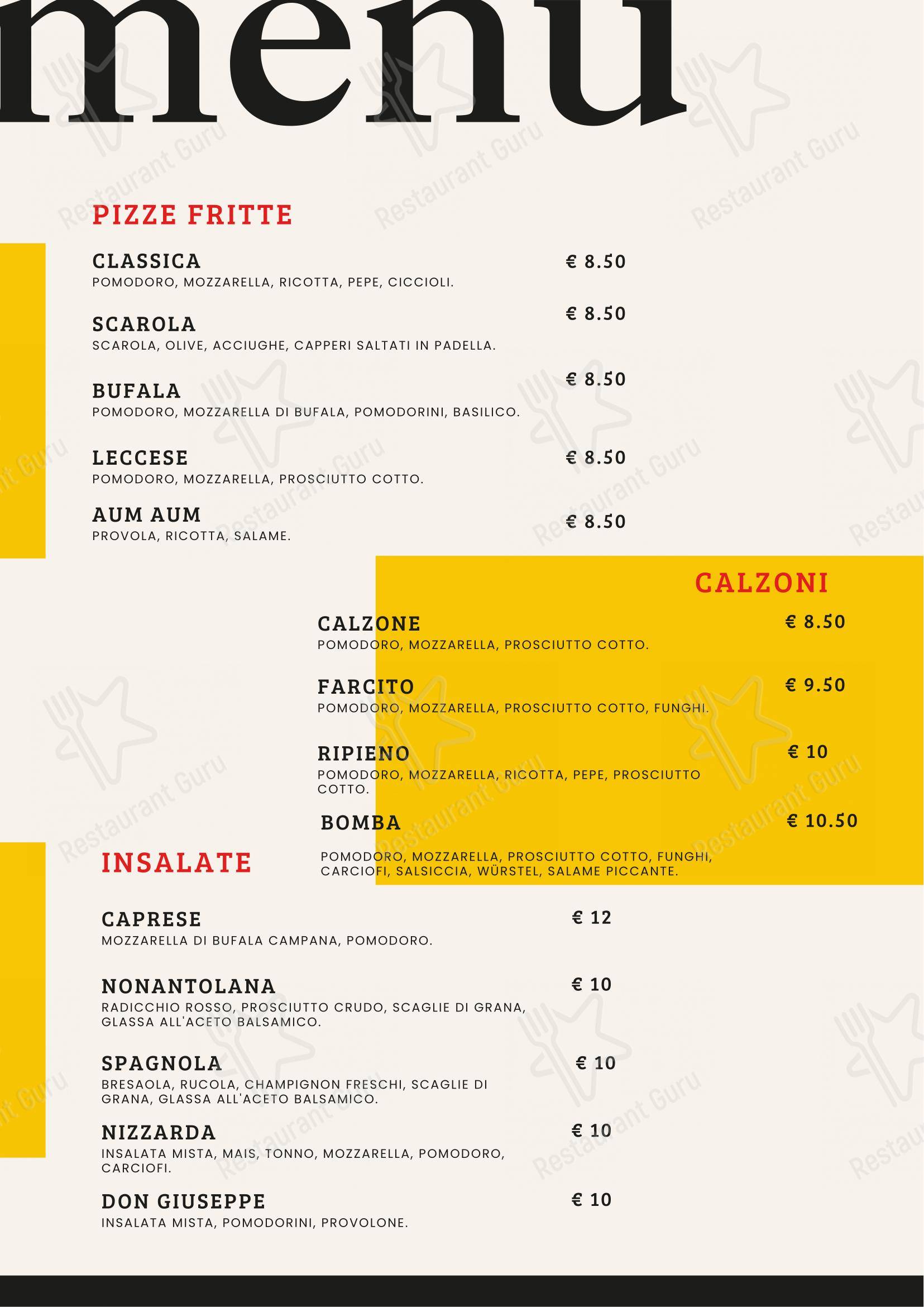 Menu per L'angolo di Vince in Modena
