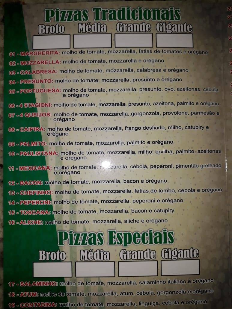 Latif Pizzaria cardápio