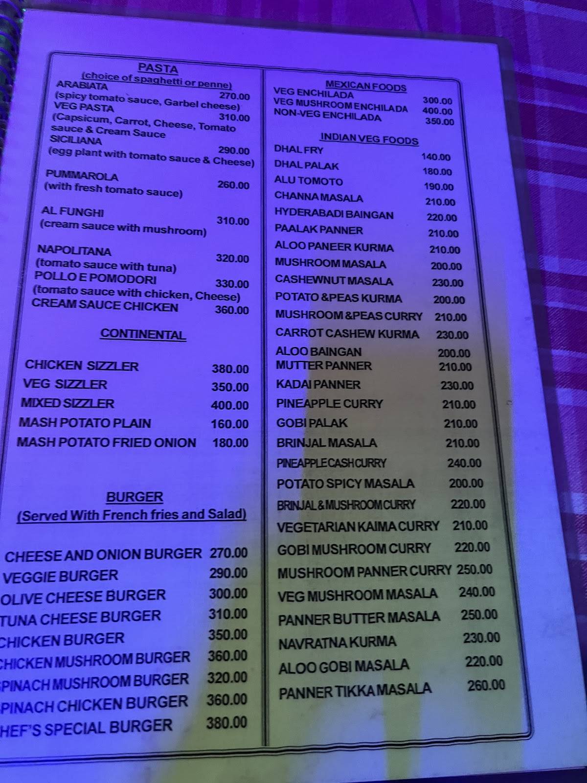 Laughing Buddha Restaurant Hampi menu