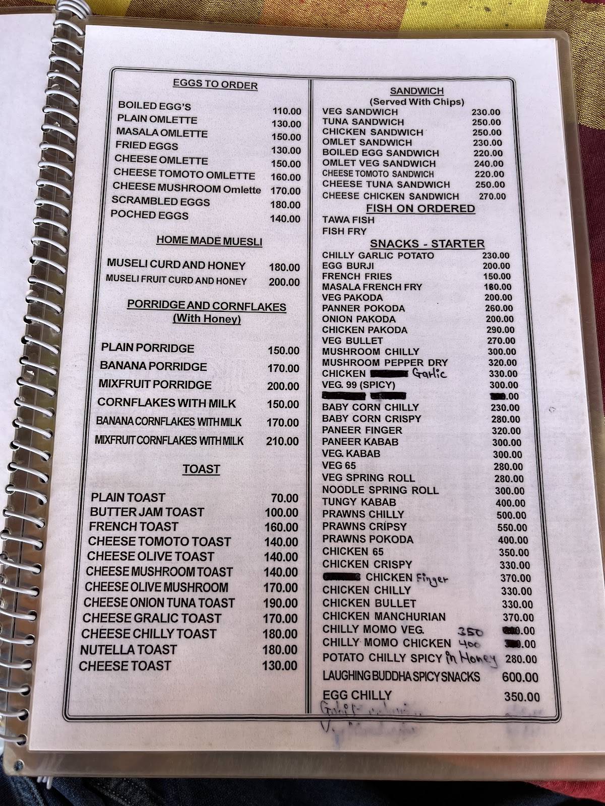 Laughing Buddha Restaurant Hampi menu