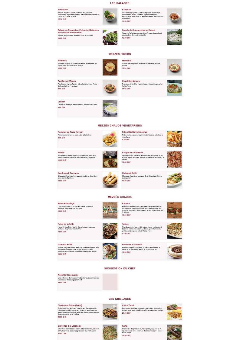 Menu di Keyann Lebanese café 