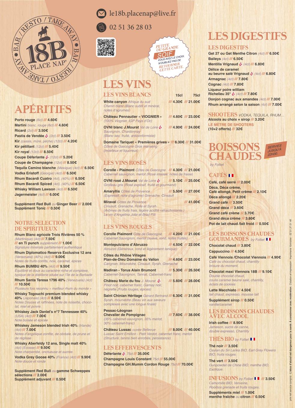 Menu de Le 18 B