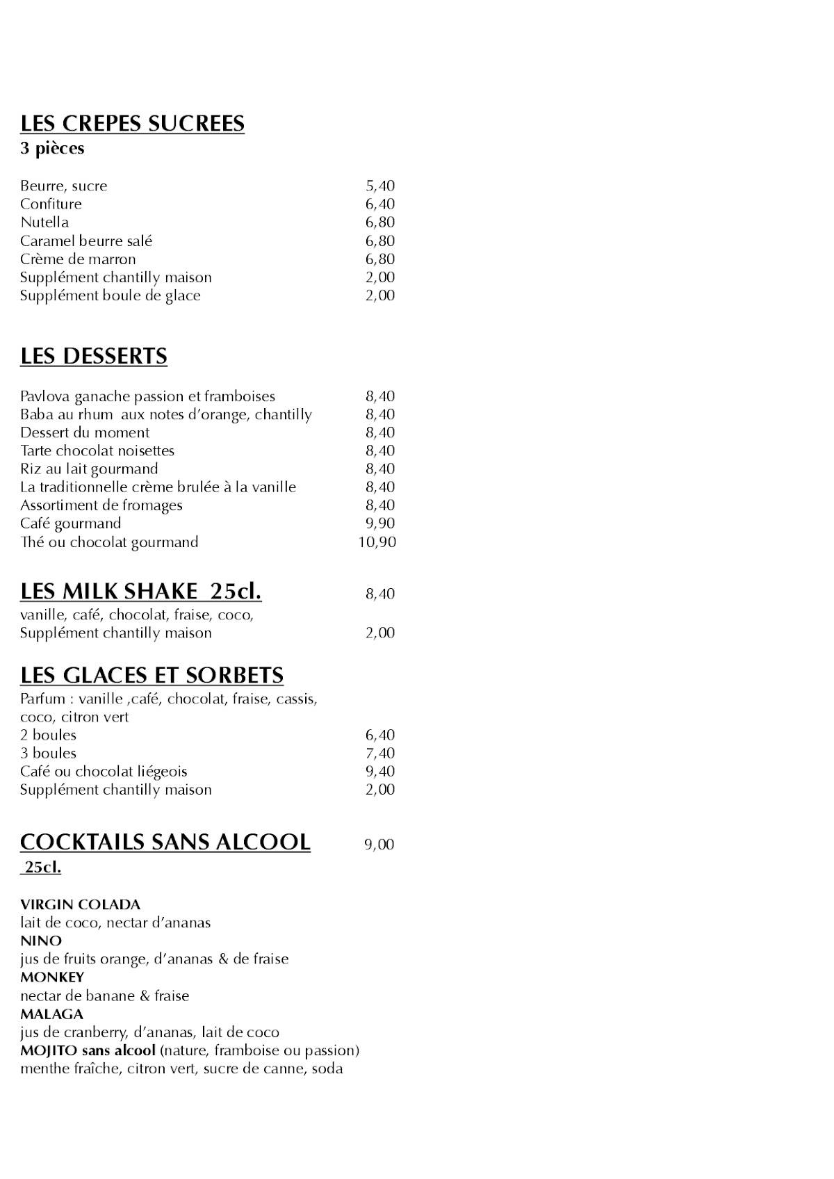Menu de 99 Café