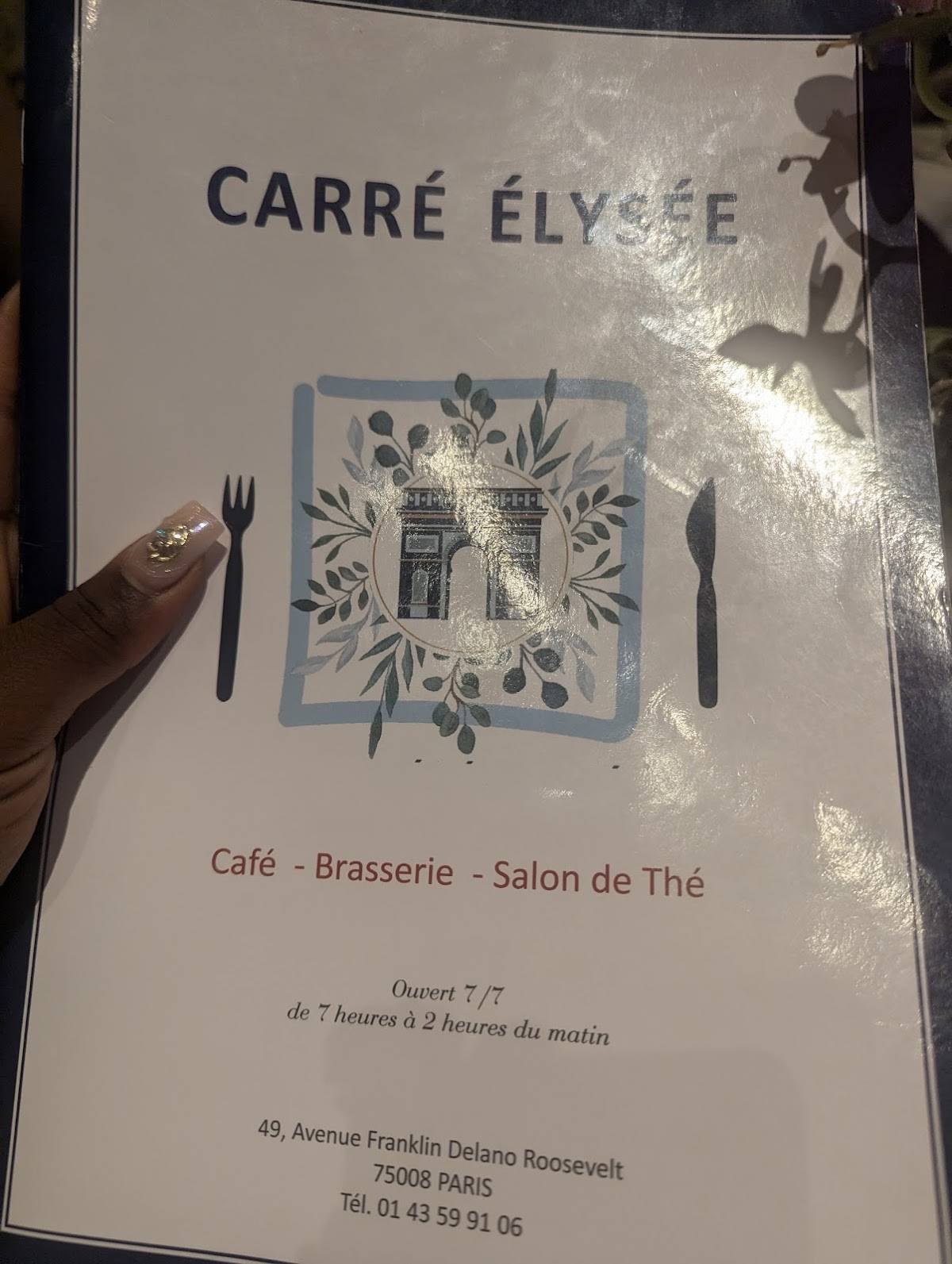 Menu at Le Carré Élysée pub & bar, Paris, 49 Av. Franklin Delano Roosevelt