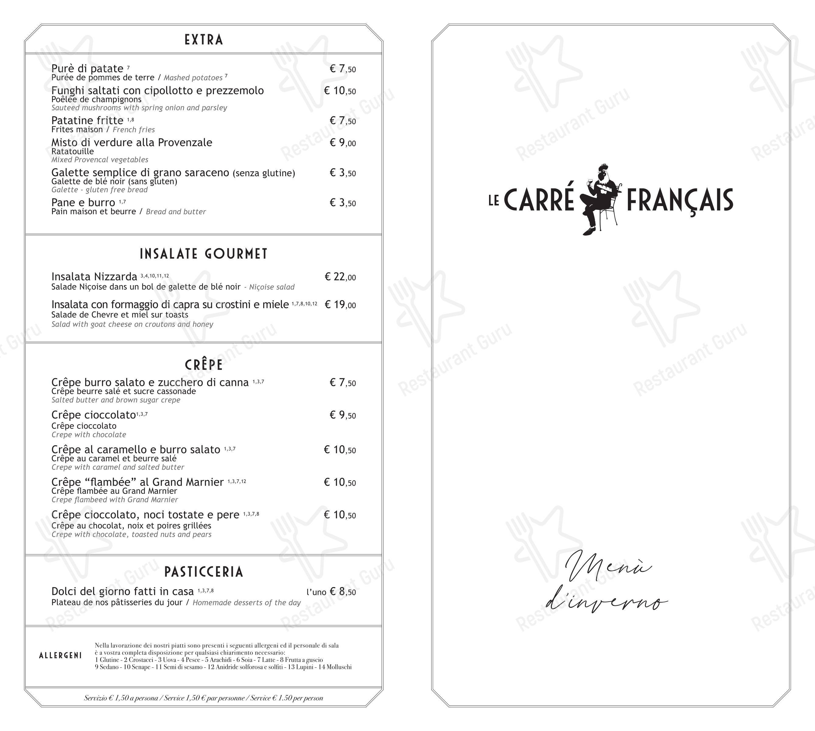 Le Carré Français in Roma - Menu bar
