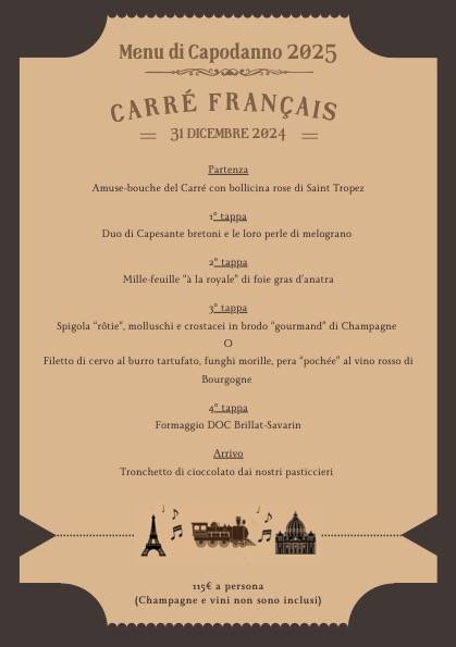 Menu da Le Carré Français ristorante, Roma