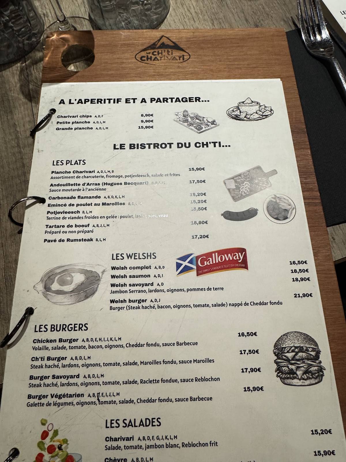 Menu de Le Ch'ti Charivari Arras