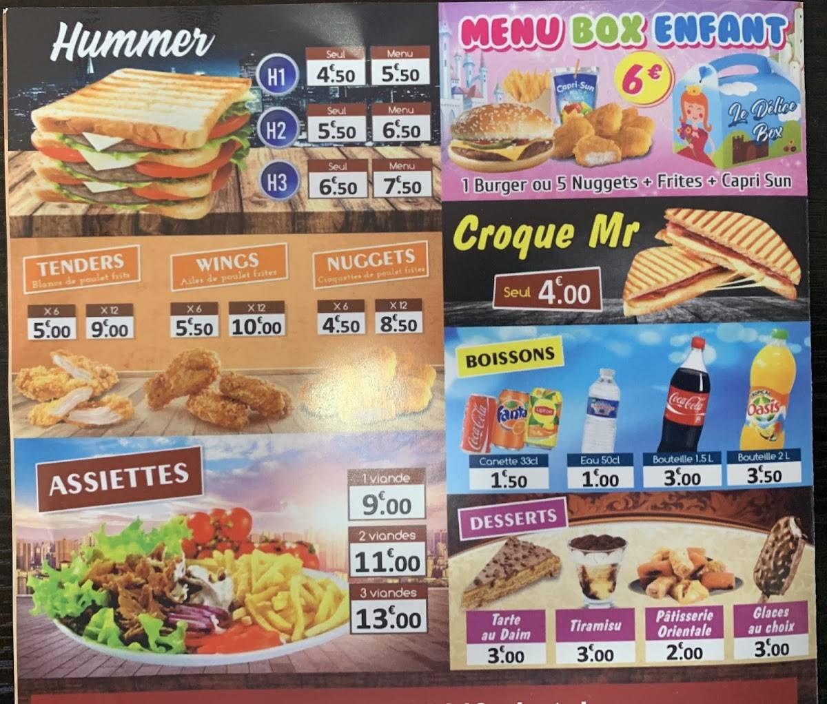 Menu de Le Délice