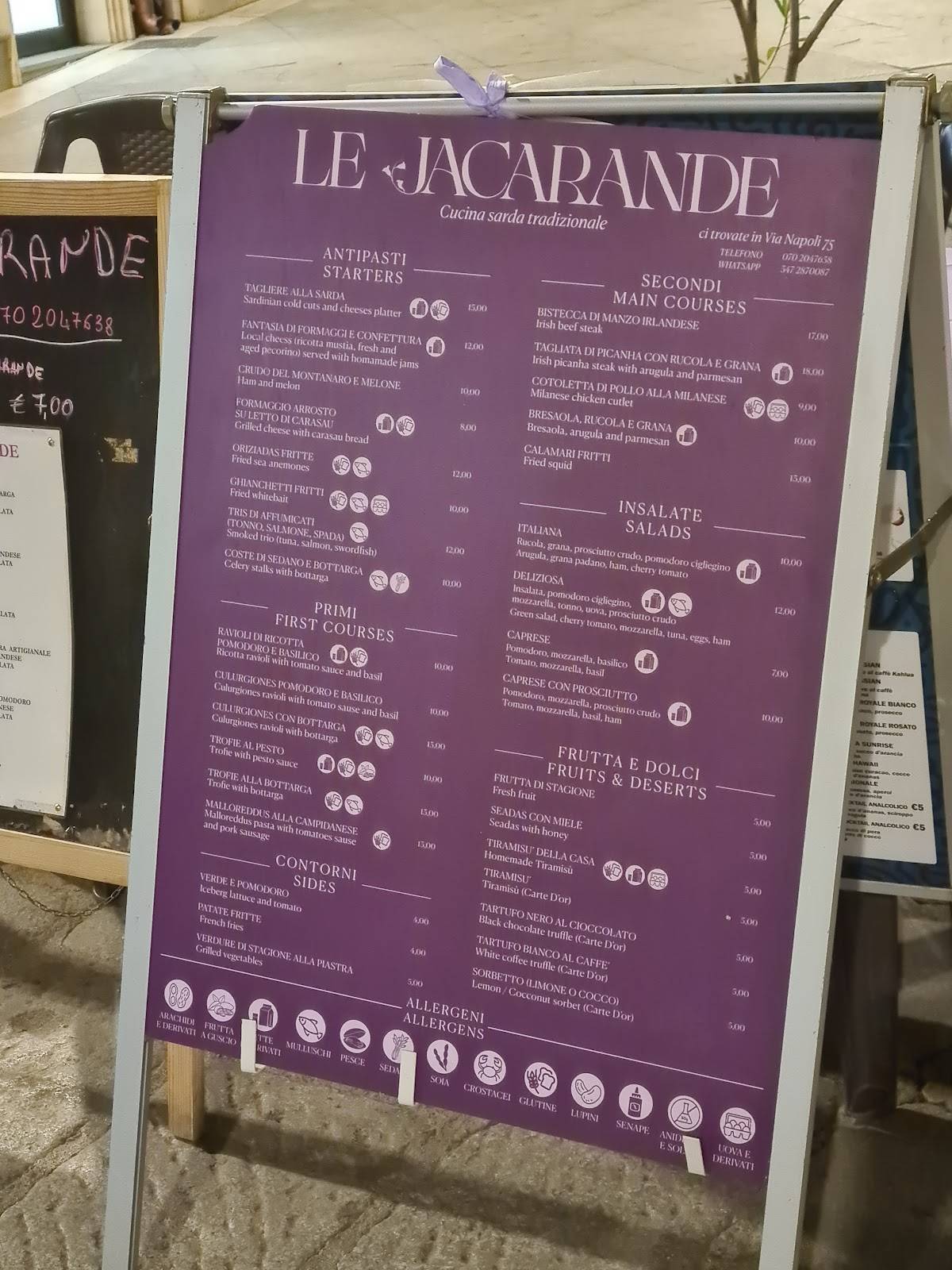 Menu di Le Jacarande 