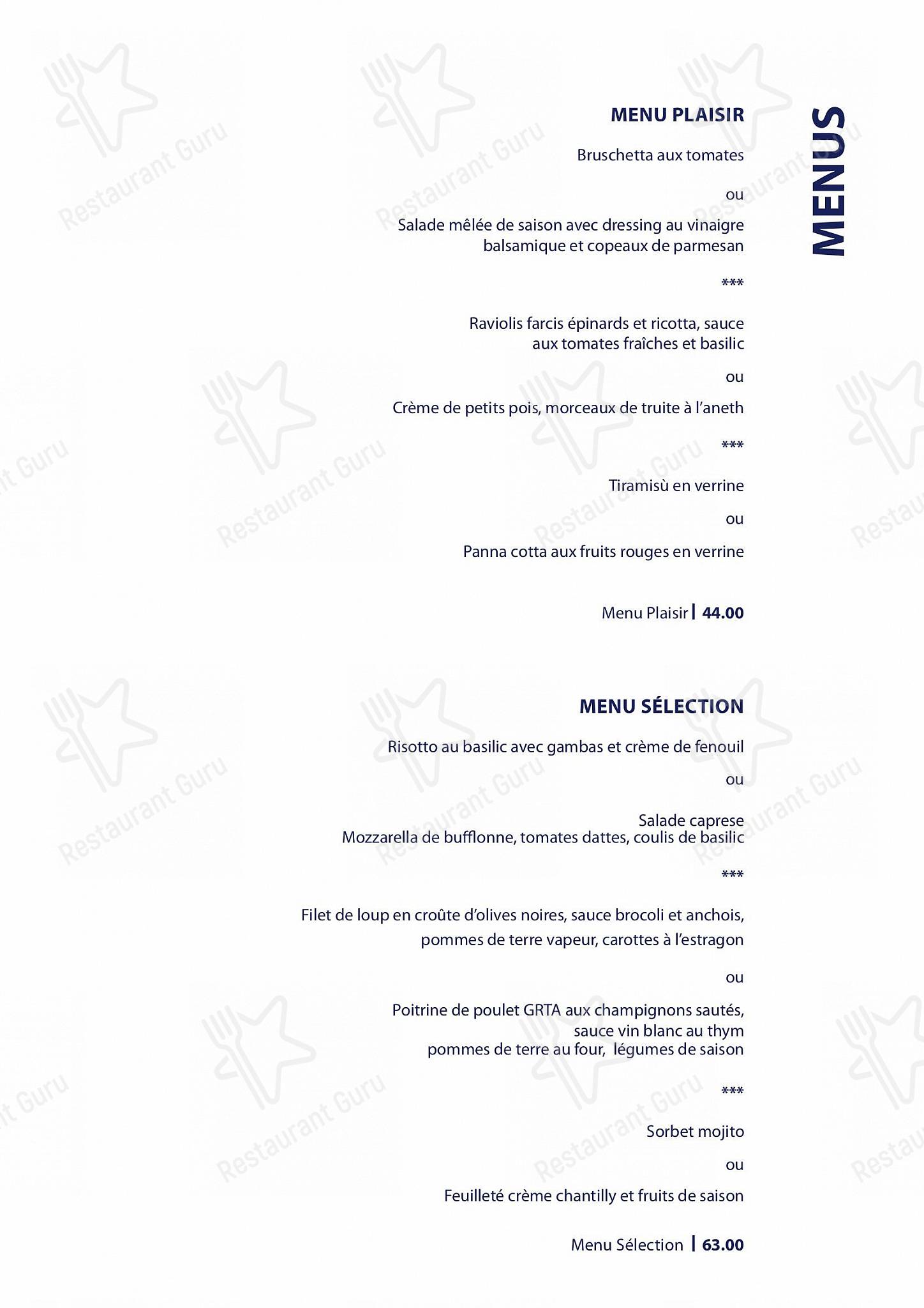 Restaurant Le Lacustre in Ginevra - Menu