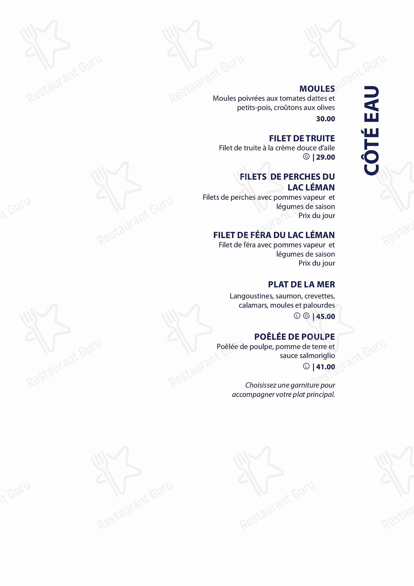 Menu per Restaurant Le Lacustre in Ginevra