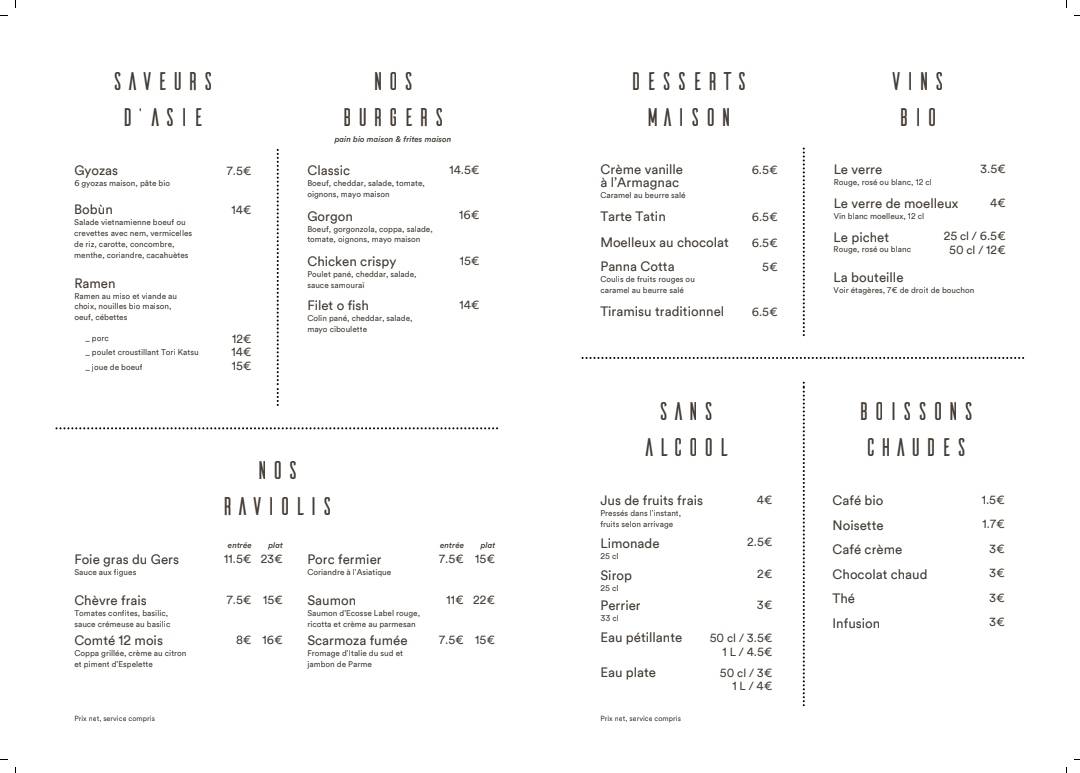 Menu de Le Libre Sens