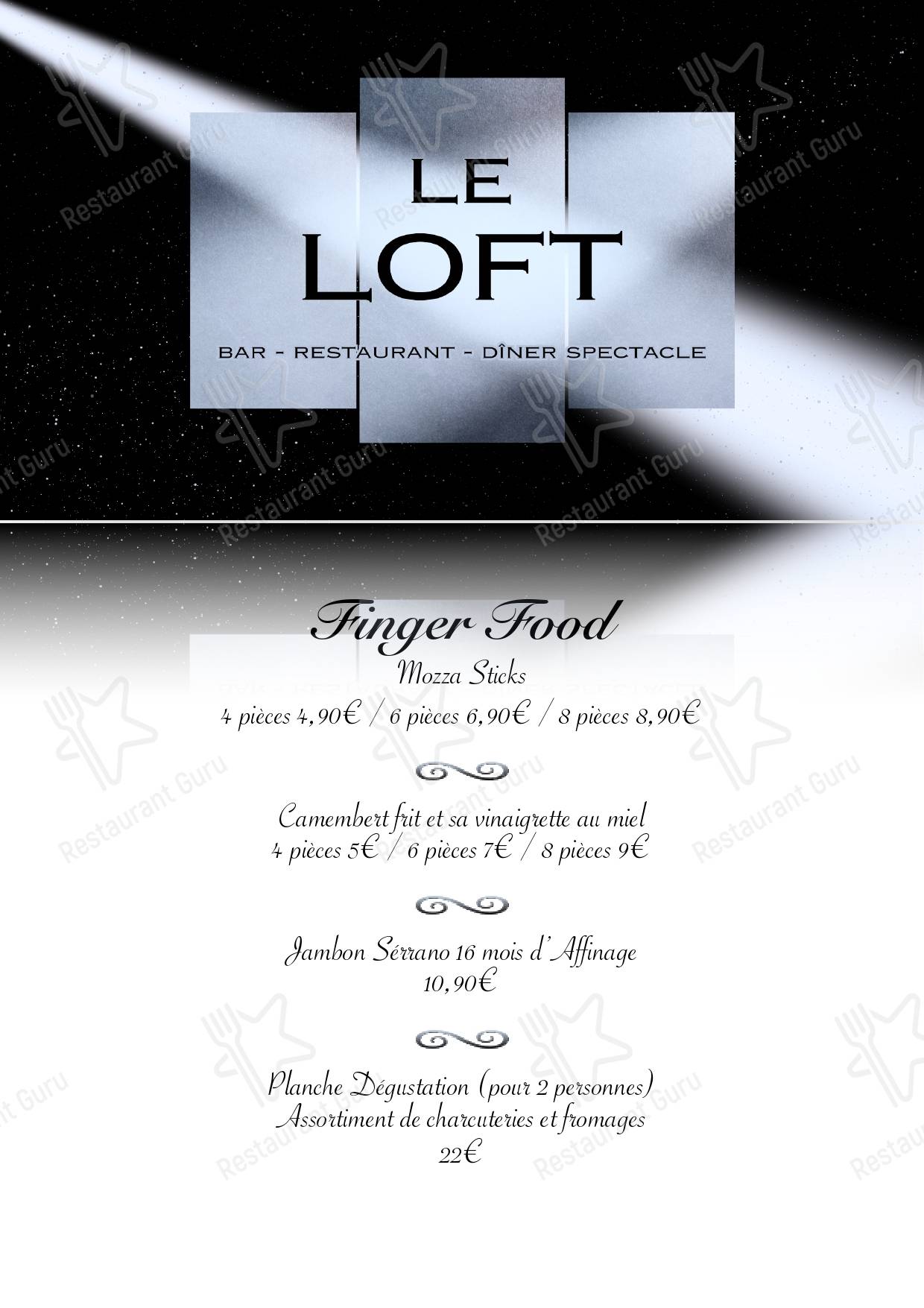 Menu de Le Loft