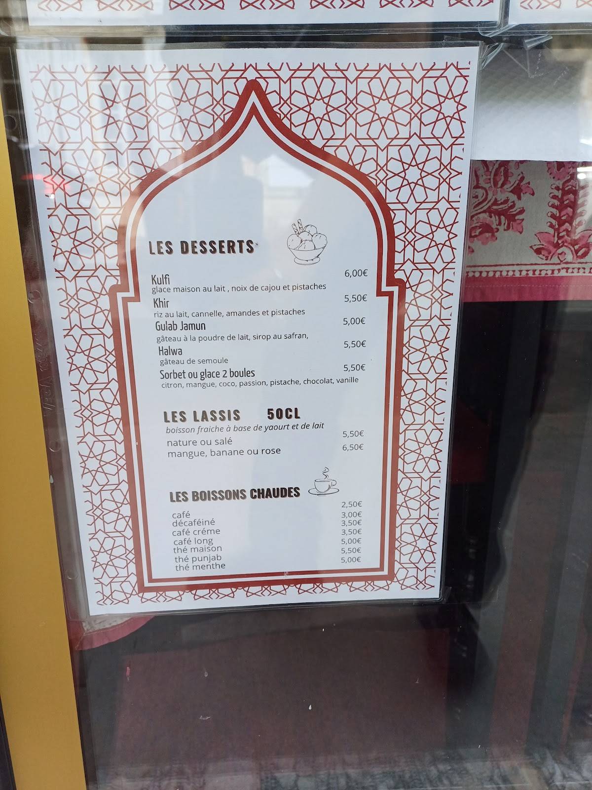 Menu de Le Maharaja